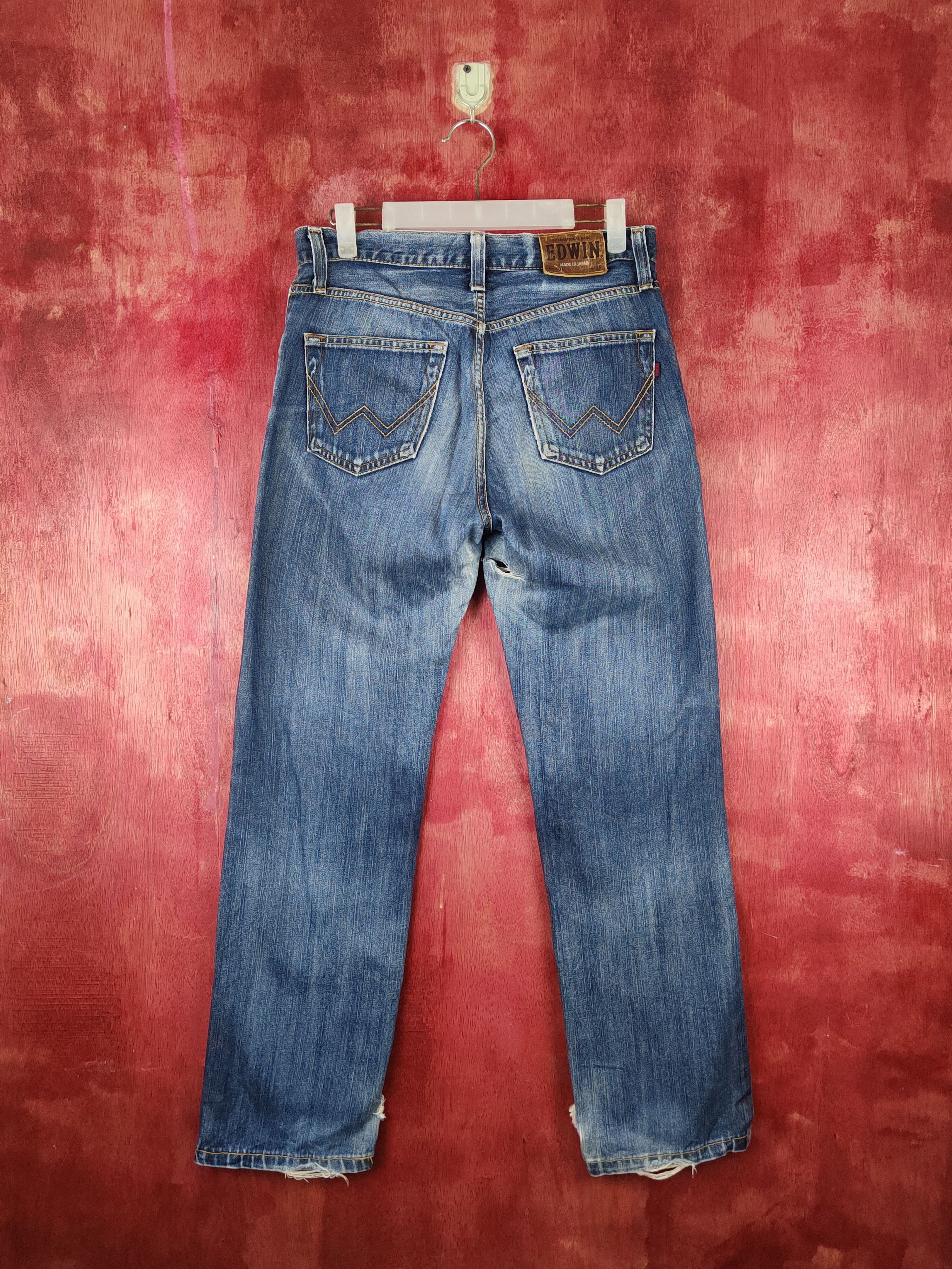 Edwin Edwin Dark Blue Distressed Ripped Jeans #S1646 Size US 29 - 7 Thumbnail