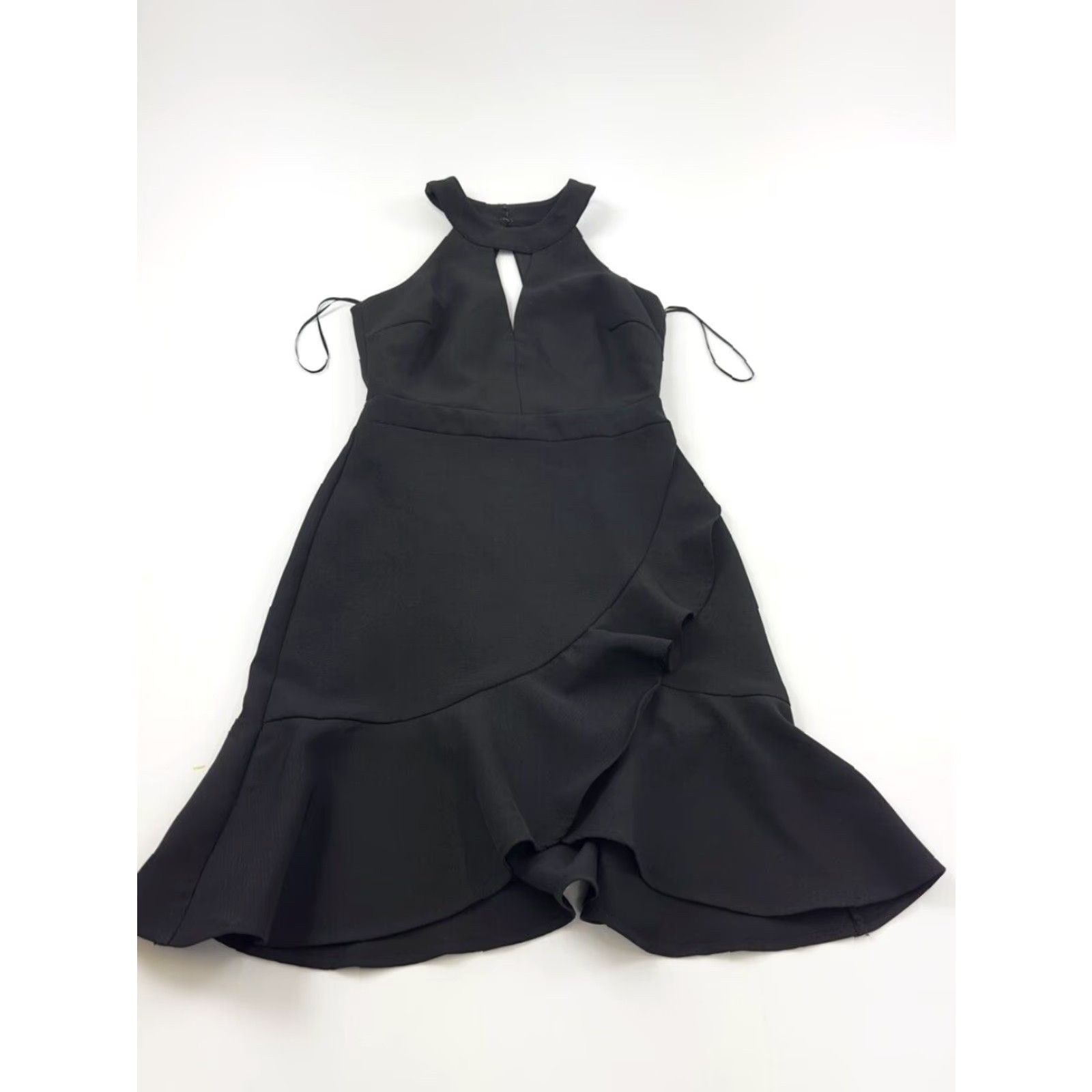 Vintage Adelyn Rae Dress Women’s XS Black Halter Keyhole Ruffles Knee Length Party Cocktail Wedding Dress Size XS / US 0-2 / IT 36-38 - 2 Thumbnail