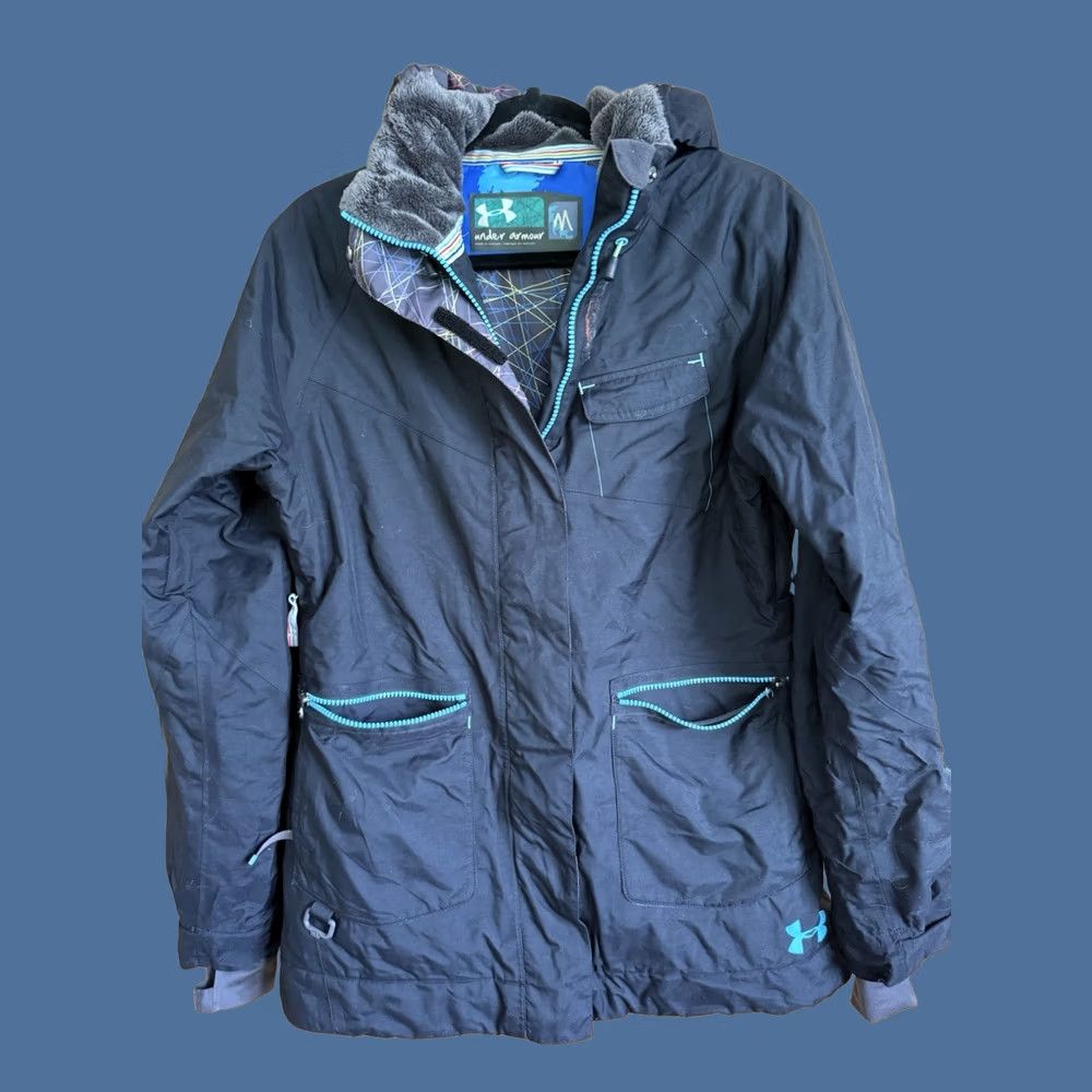 Under Armour Under Armour Ski Jacket Womens Medium Navy Outdoor Layer Fur Hooded Size M / US 6-8 / IT 42-44 - 1 Thumbnail