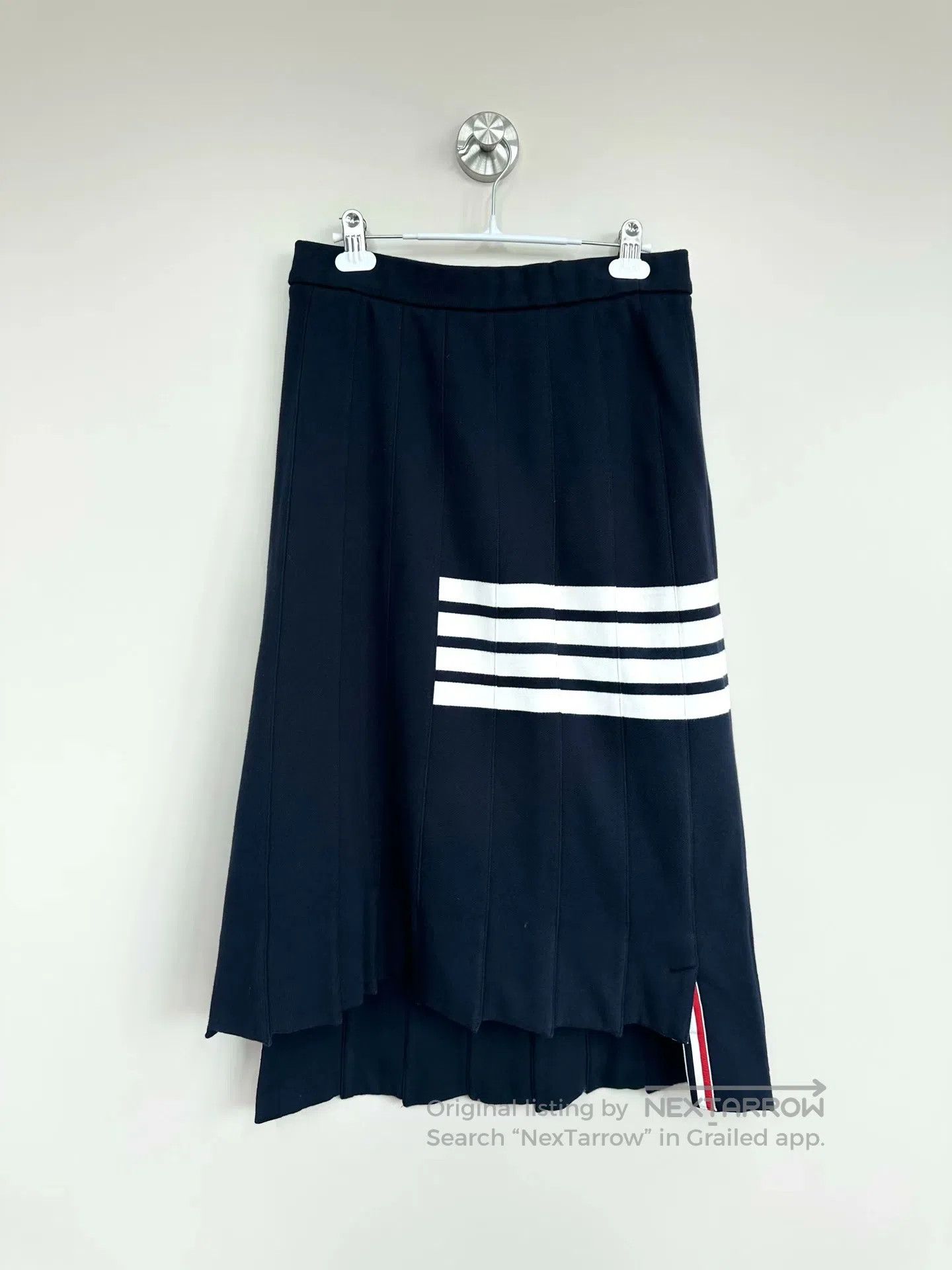 Thom Browne Thom Browne Navy blue classic four-stripe pleated skirt| Size 28" / US 6 / IT 42 - 1 Thumbnail