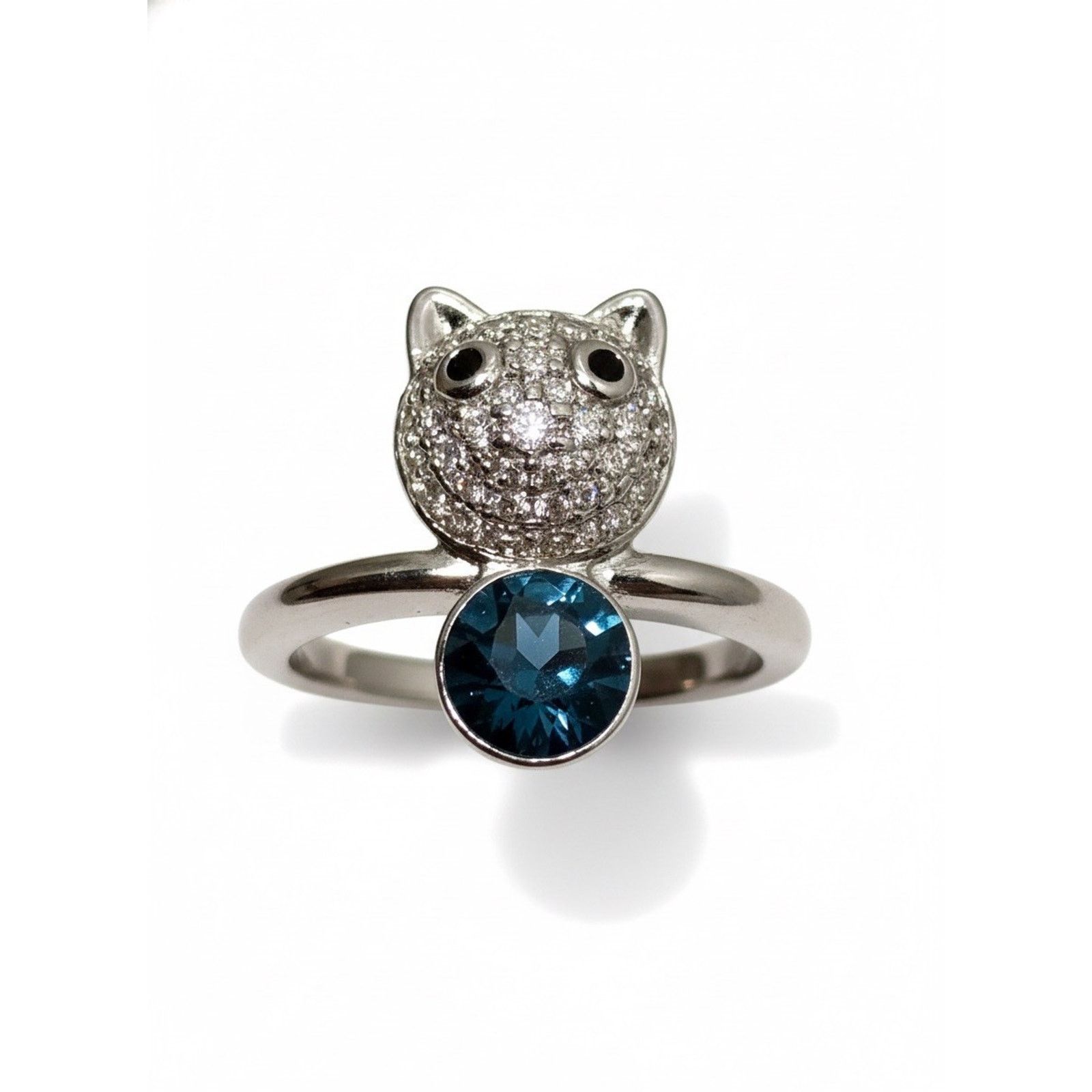 & Other Stories Silvertone Blue Swarovski Stone Cat Ring for Ladies Size 6 Size ONE SIZE - 1 Thumbnail