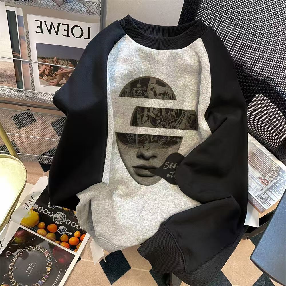 Vintage Artistic Face Raglan Sweatshirt Size US M / EU 48-50 / 2 - 1 Thumbnail