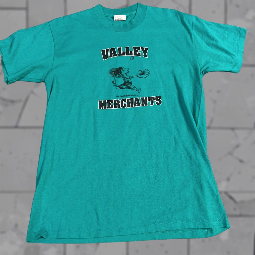 Vintage VINTAGE Valley Merchants Softball T-shirt Unisex Adults M Blue Teal Double Sided 1990s Mens Size US M / EU 48-50 / 2 - 1 Thumbnail