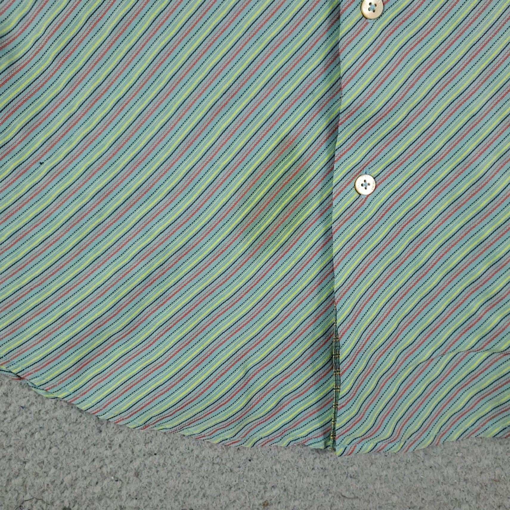 BUGATCHI Bugatchi Uomo Green Striped Button-Up Shirt Mens Large Long Sleeve Regular Fit Size US L / EU 52-54 / 3 - 3 Thumbnail