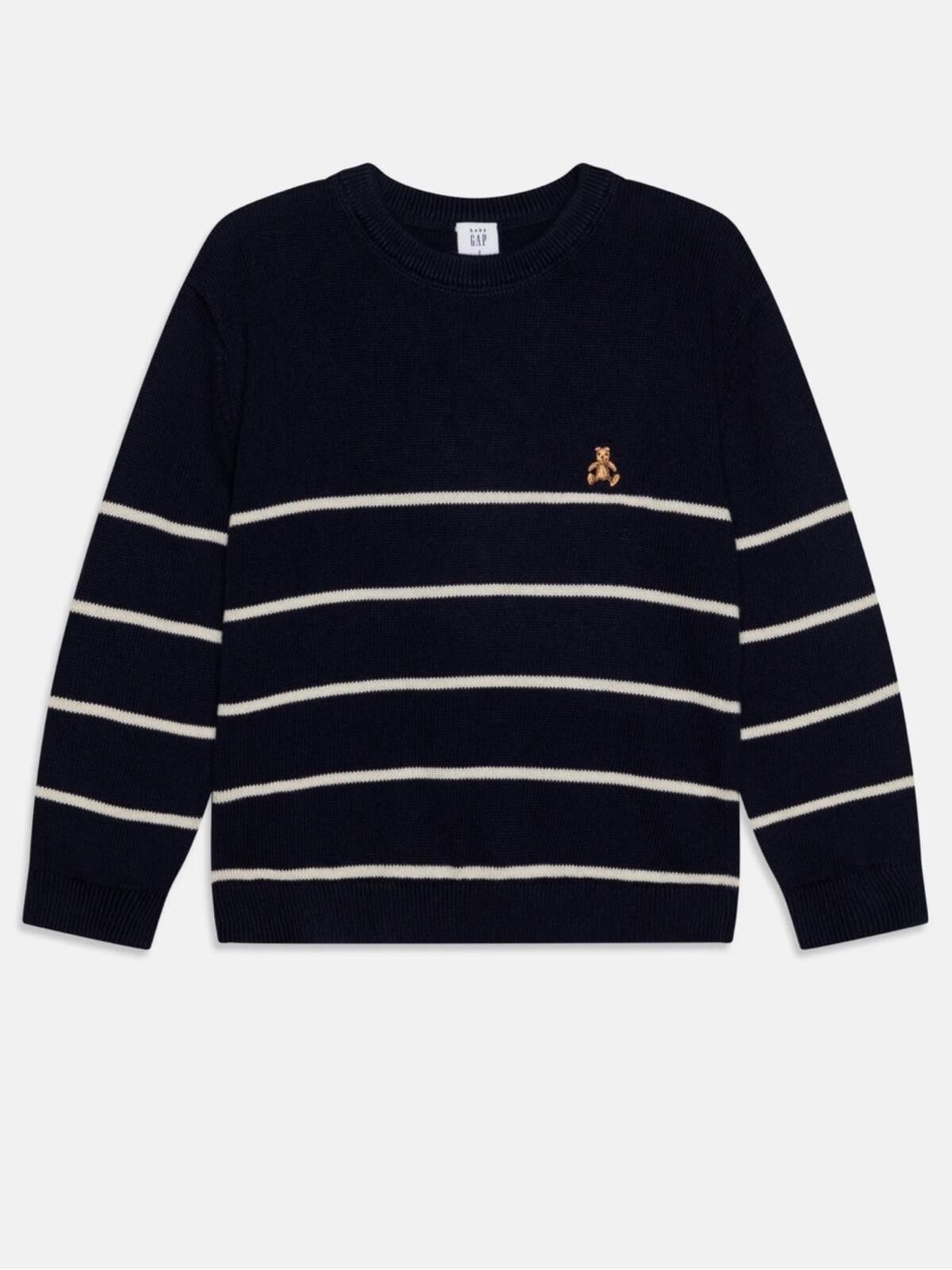 Gap Baby Gap / Stripe Crew Bear Sweater / Navy 2Y Size US XXS / EU 40 - 1 Thumbnail