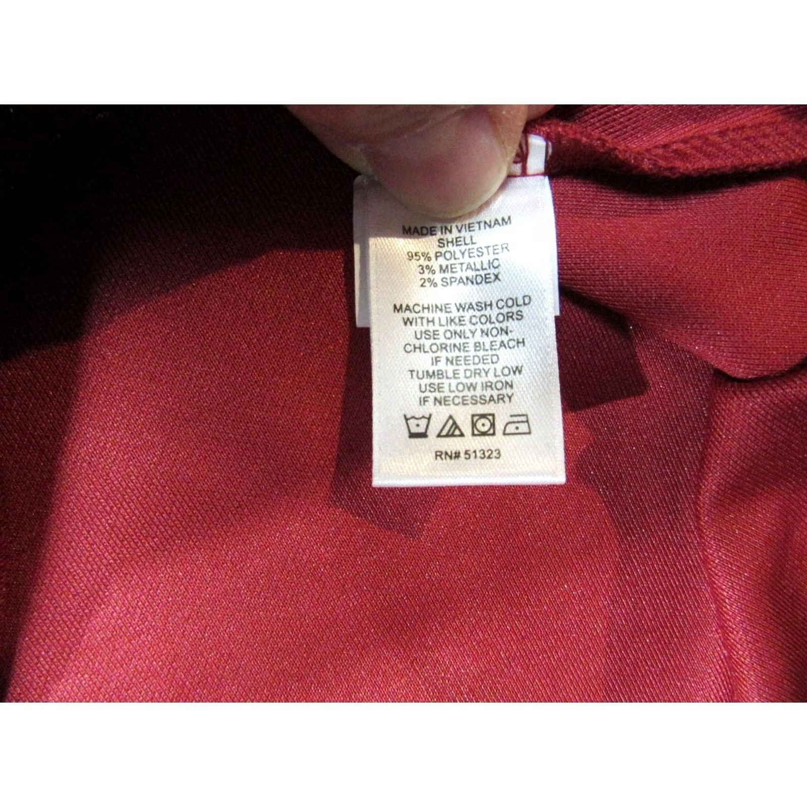 Vintage 1. STATE Womens Large Ruby Red Metallic Blouse Ruffled Sleeve Midnight Garden Size L / US 10 / IT 46 - 3 Thumbnail