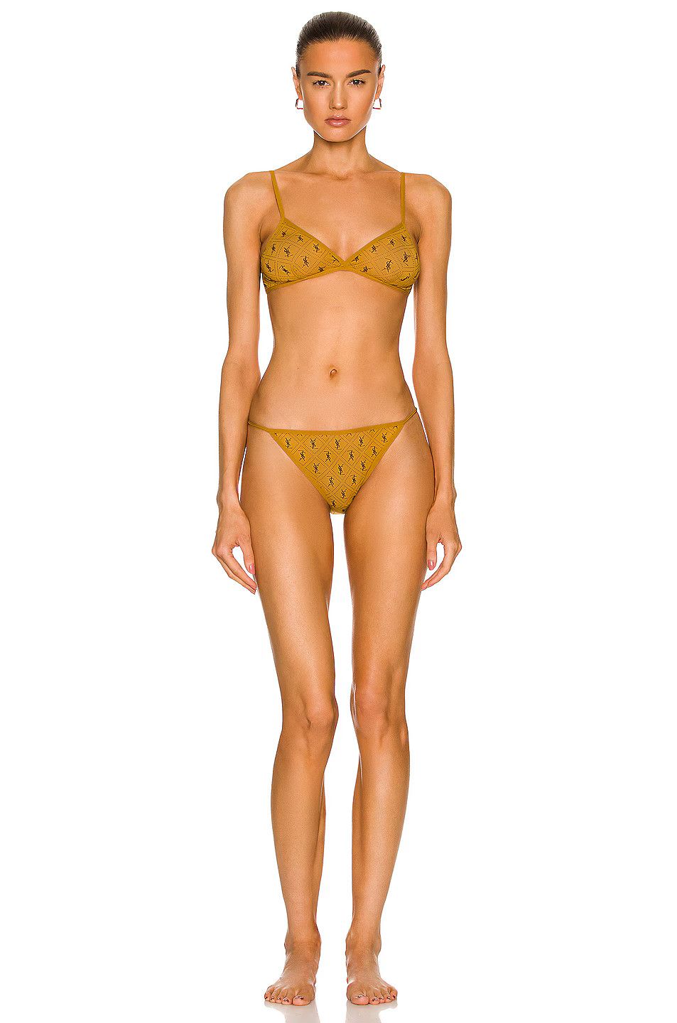 Saint Laurent Paris oc11z10526 Size: M All Over Logo Underwear in Jaune & Noir Size ONE SIZE - 7 Thumbnail