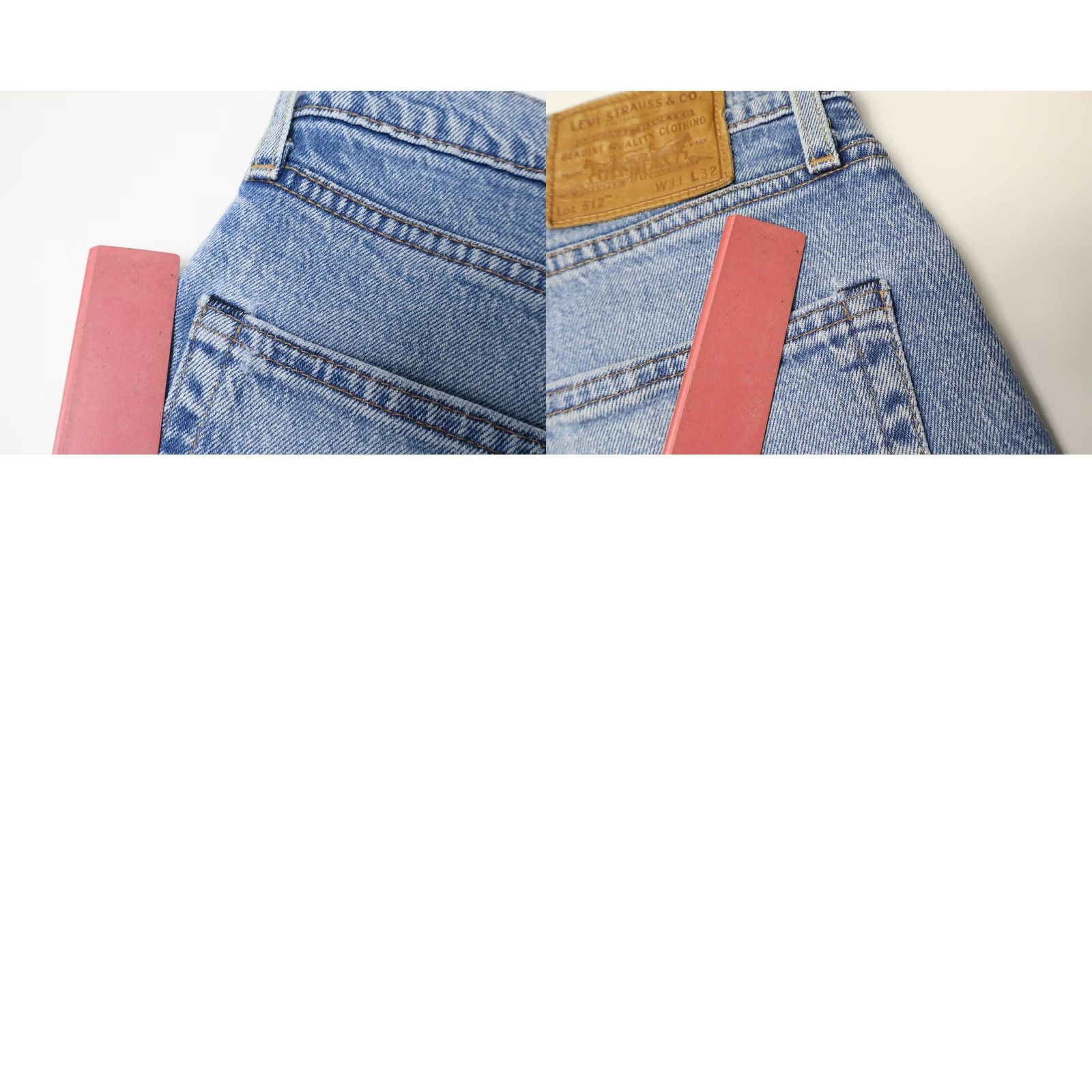 Levi's LEVI'S 512 Premium Big E Jeans Men's W31/L32 Light Blue Denim Whiskers Zip Fly Slim Jeans Mens Size US 31 - 9 Thumbnail