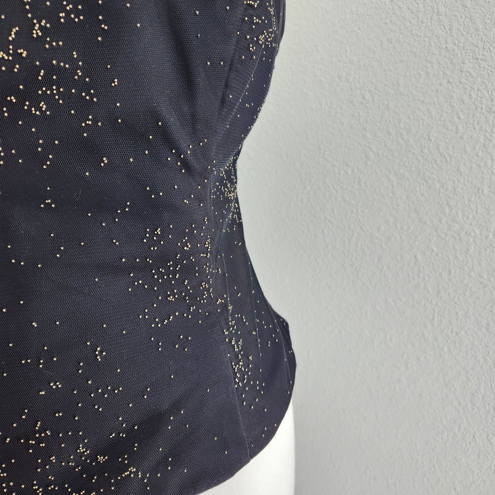 Vintage Vintage Black Tulle Halter Top Metal Beaded V-Neck L Size L / US 10 / IT 46 - 4 Thumbnail