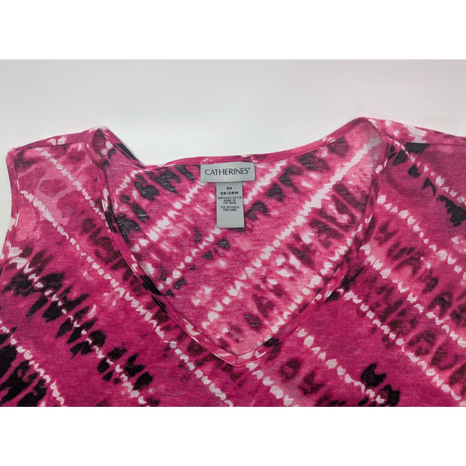 Vintage Catherines Blouse Shirt Sleeveless Tank Top Womens Plus 3X Pink Ruffles Vibrant V-Neck Easy Care Tiered For Casual Workwear Summer 90s Beach Preppy Size XXL / US 16-18 / IT 52-54 - 5 Thumbnail