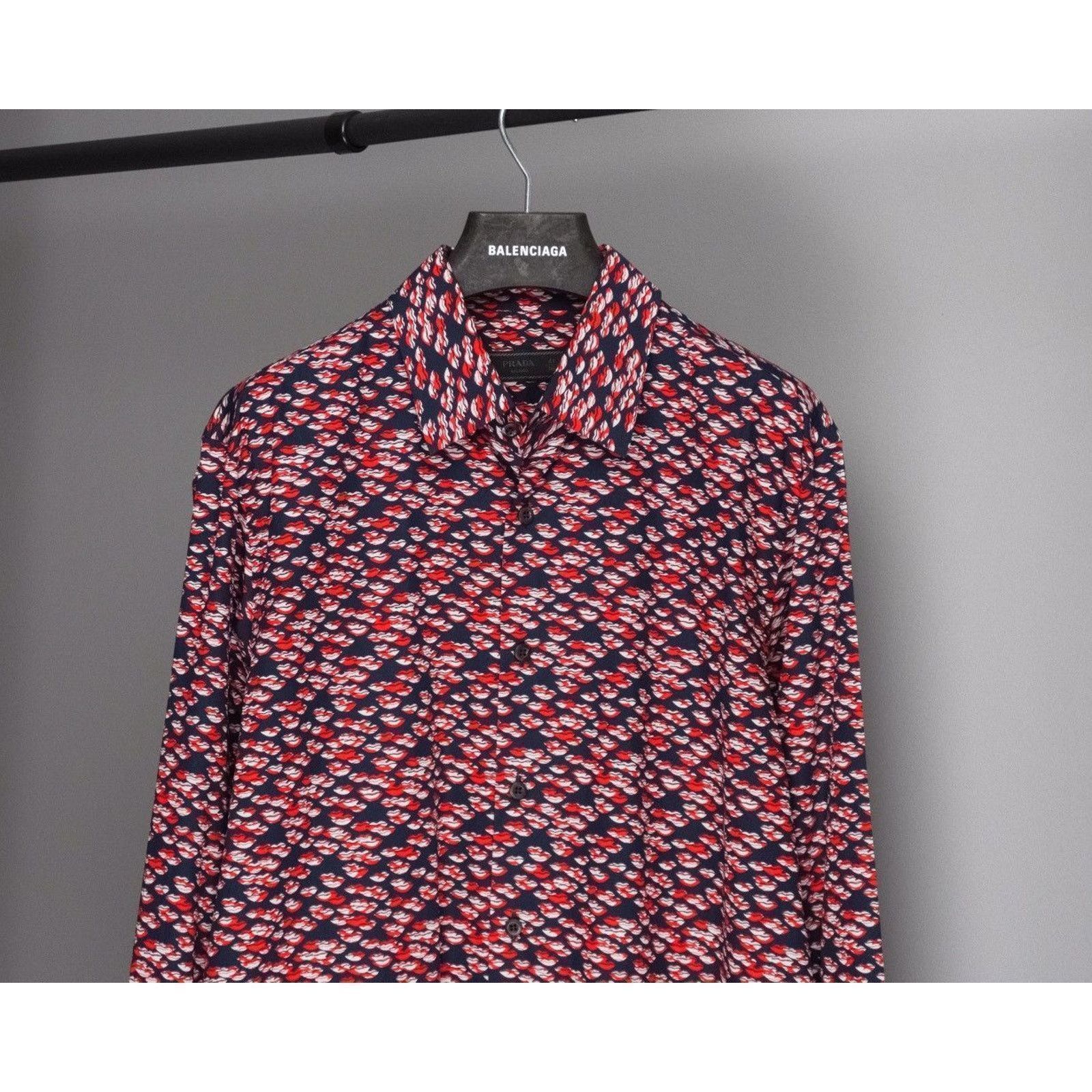 Prada Vintage prada milano 2015 lips pattern long sleeve shirt Size US L / EU 52-54 / 3 - 2 Thumbnail