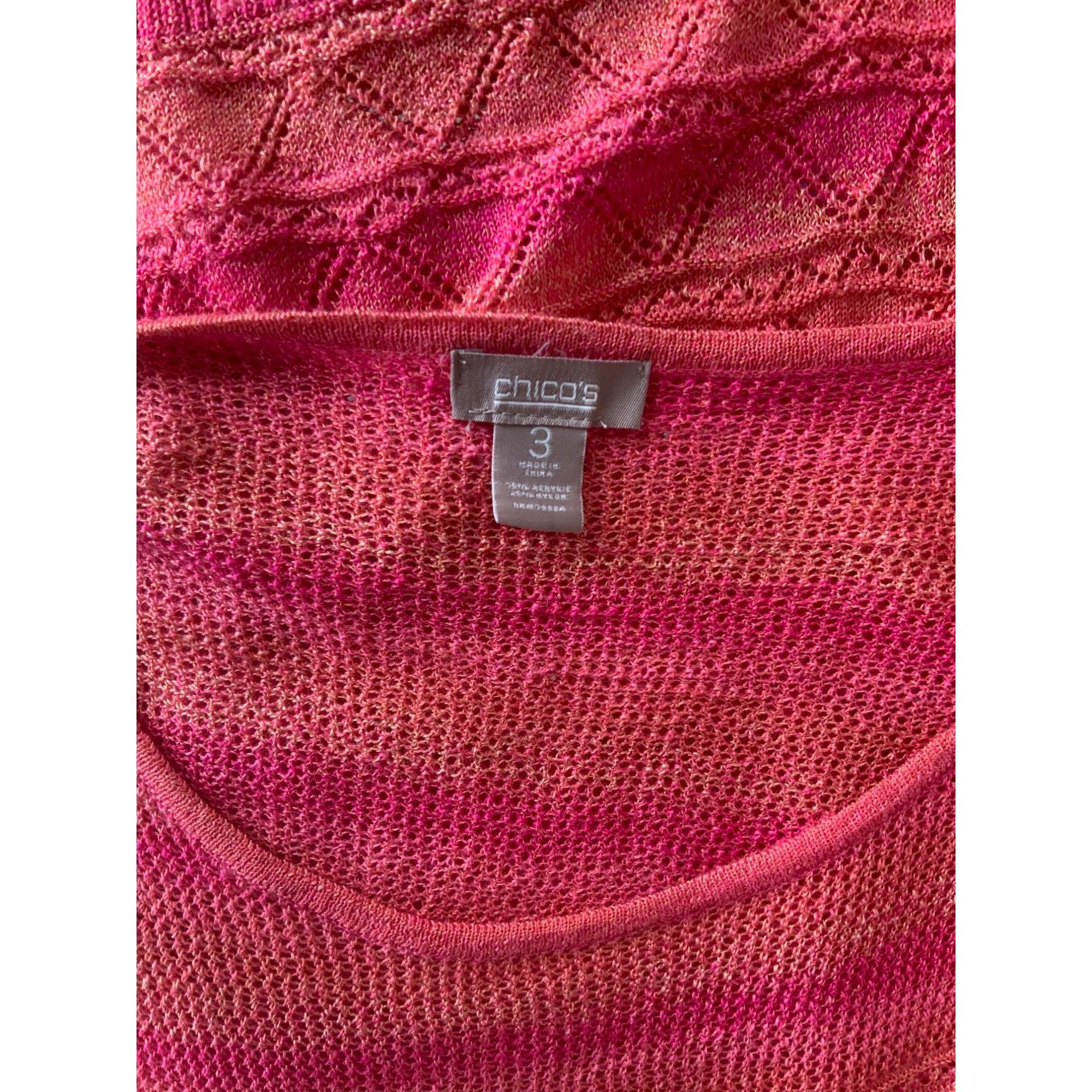 Chicos Chicos Pink Lightweight Knit Short Sleeve Top XL Size XL / US 12-14 / IT 48-50 - 5 Thumbnail
