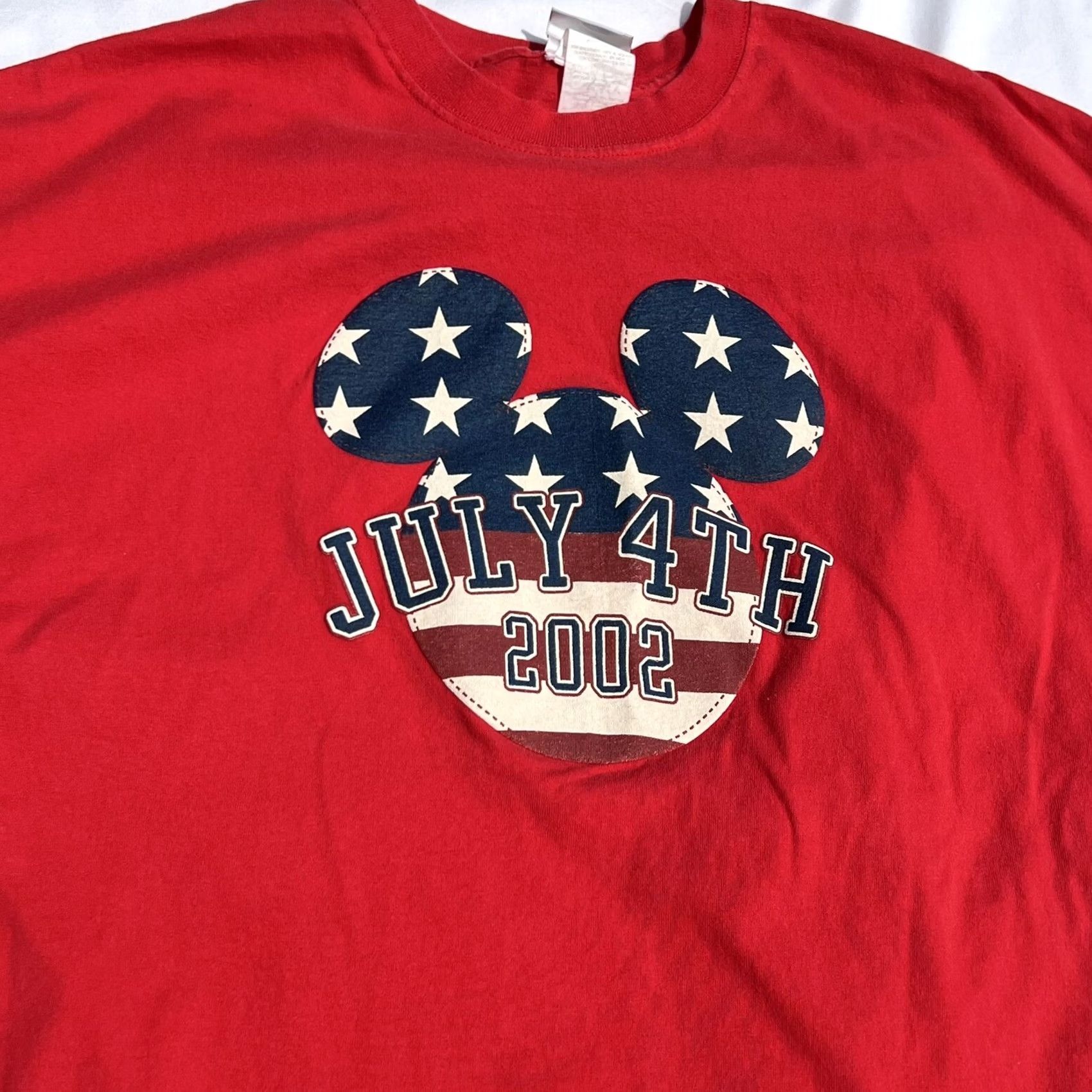 Disney VINTAGE Disney T-Shirt Mens Red 4th of July Mickey Mouse American Flag Sz L Womens/Mens? Size US L / EU 52-54 / 3 - 4 Thumbnail