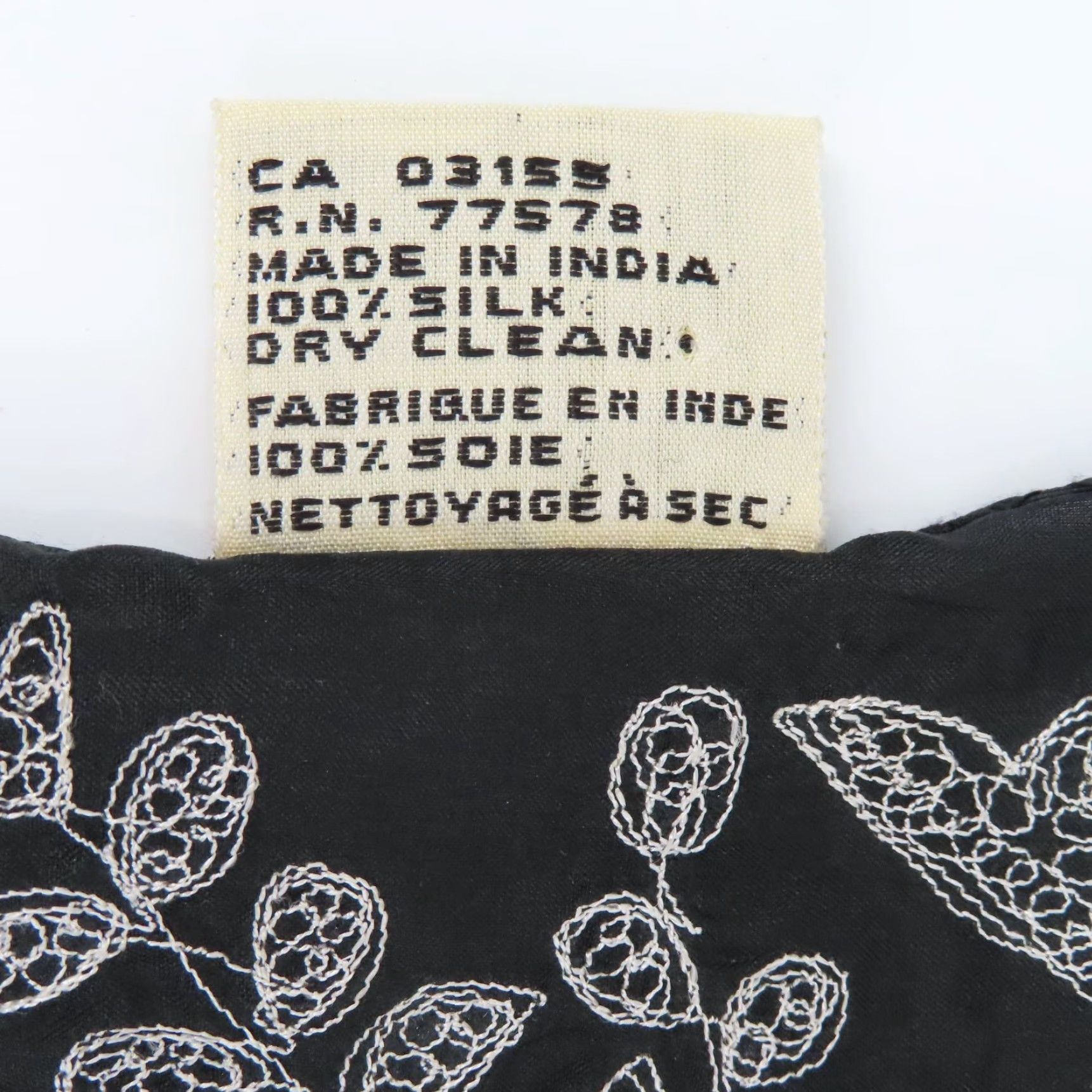 Vintage April Cornell Scarf Womens Silk Floral Embroidered Fringe Rectangle Black 71" 20.25" Multifunctional Vintage? No Size ONE SIZE - 5 Thumbnail