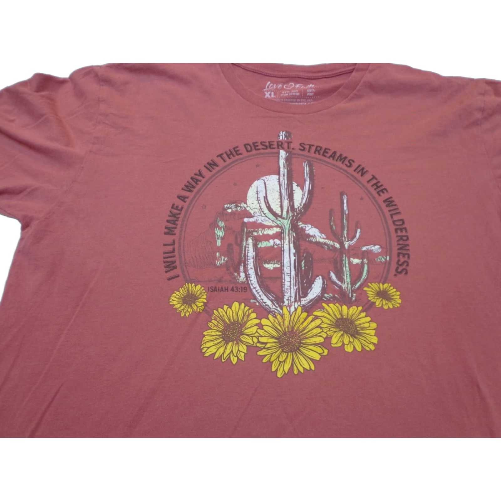 Vintage Love In Faith T-Shirt Size XL Red Unisex Adults Crew Neck Short Sleeve Cotton Blend Vintage No Size US XL / EU 56 / 4 - 1 Thumbnail