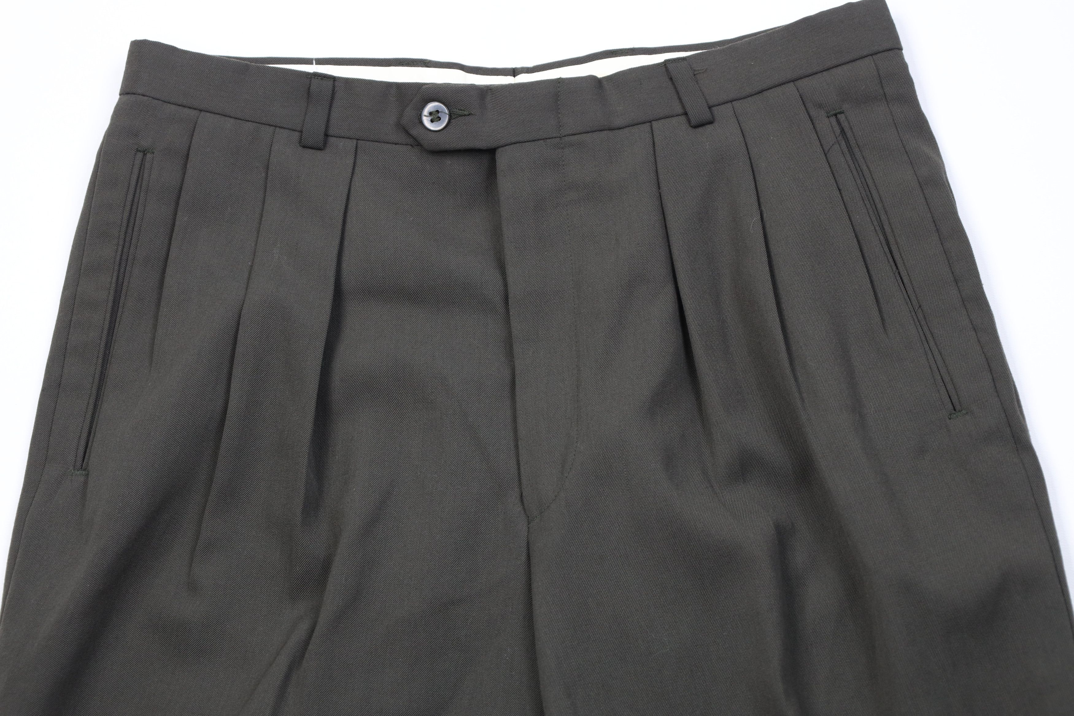 Vintage Vintage 90s Streetwear Wool Knit Wide Leg Chino Pants Green Size US 32 / EU 48 - 2 Thumbnail