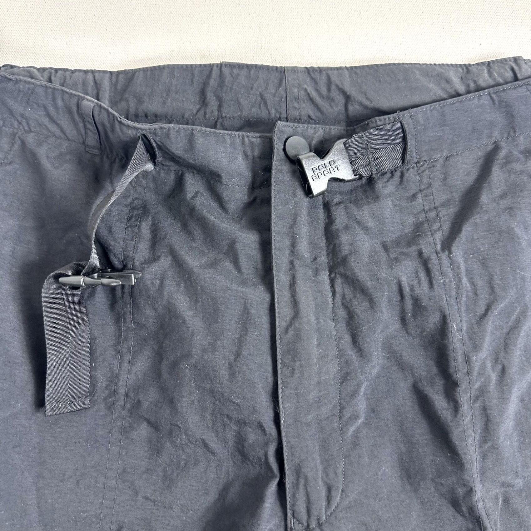 Polo Ralph Lauren VINTAGE Polo Sport Mens XL Black Nylon Track Pants Pockets Wind Hiking Foldable Belted 90’s Mens Size US XL / EU 56 / 4 - 5 Thumbnail