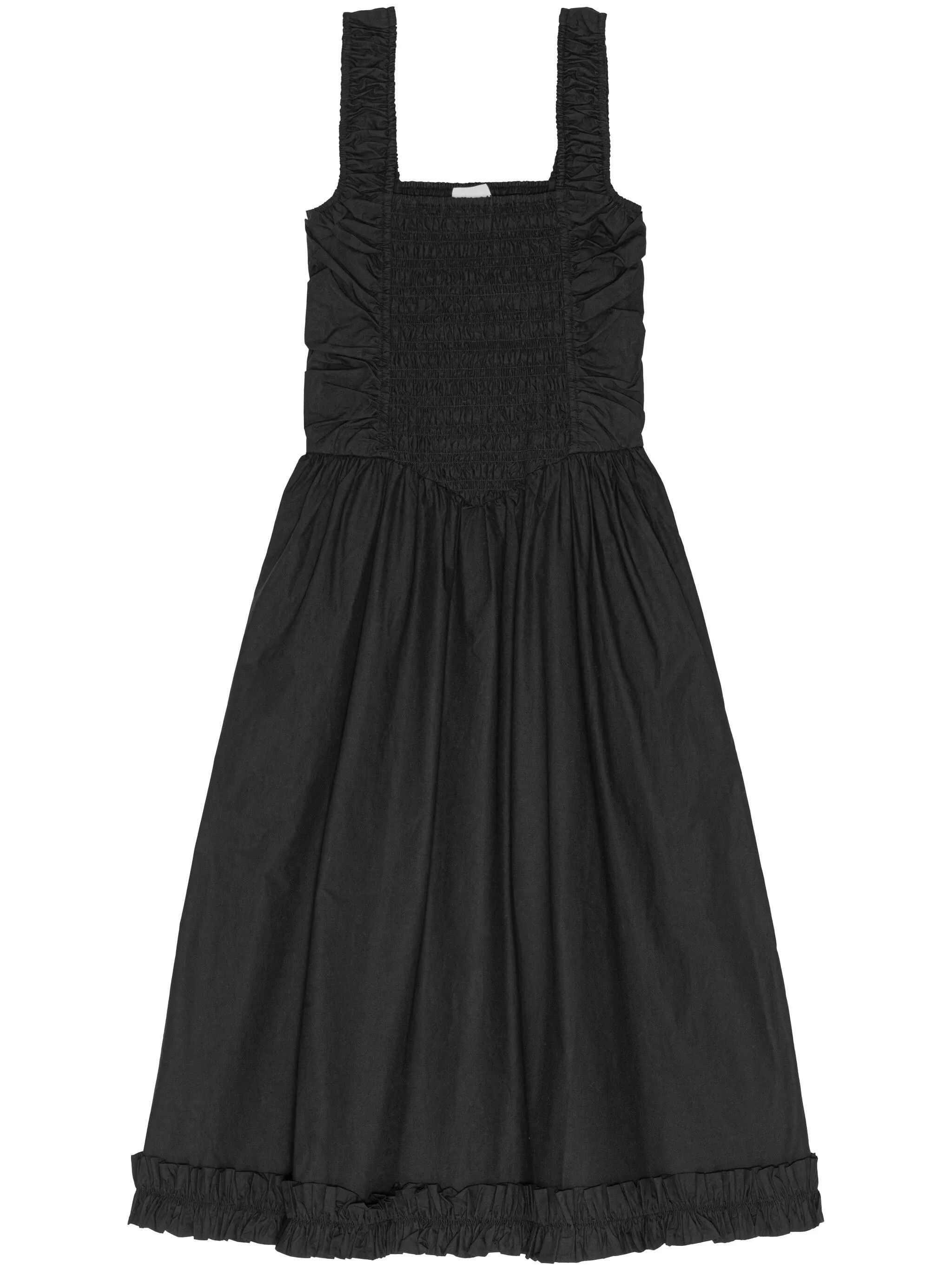 Ganni o1s22i1n0525 Organic Poplin Smock Midi Dress in Black Size XS / US 0-2 / IT 36-38 - 1 Thumbnail