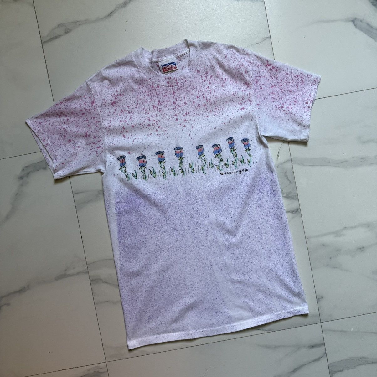 Vintage Vintage 1988 Splattered Graphic T-Shirt Size US M / EU 48-50 / 2 - 3 Thumbnail