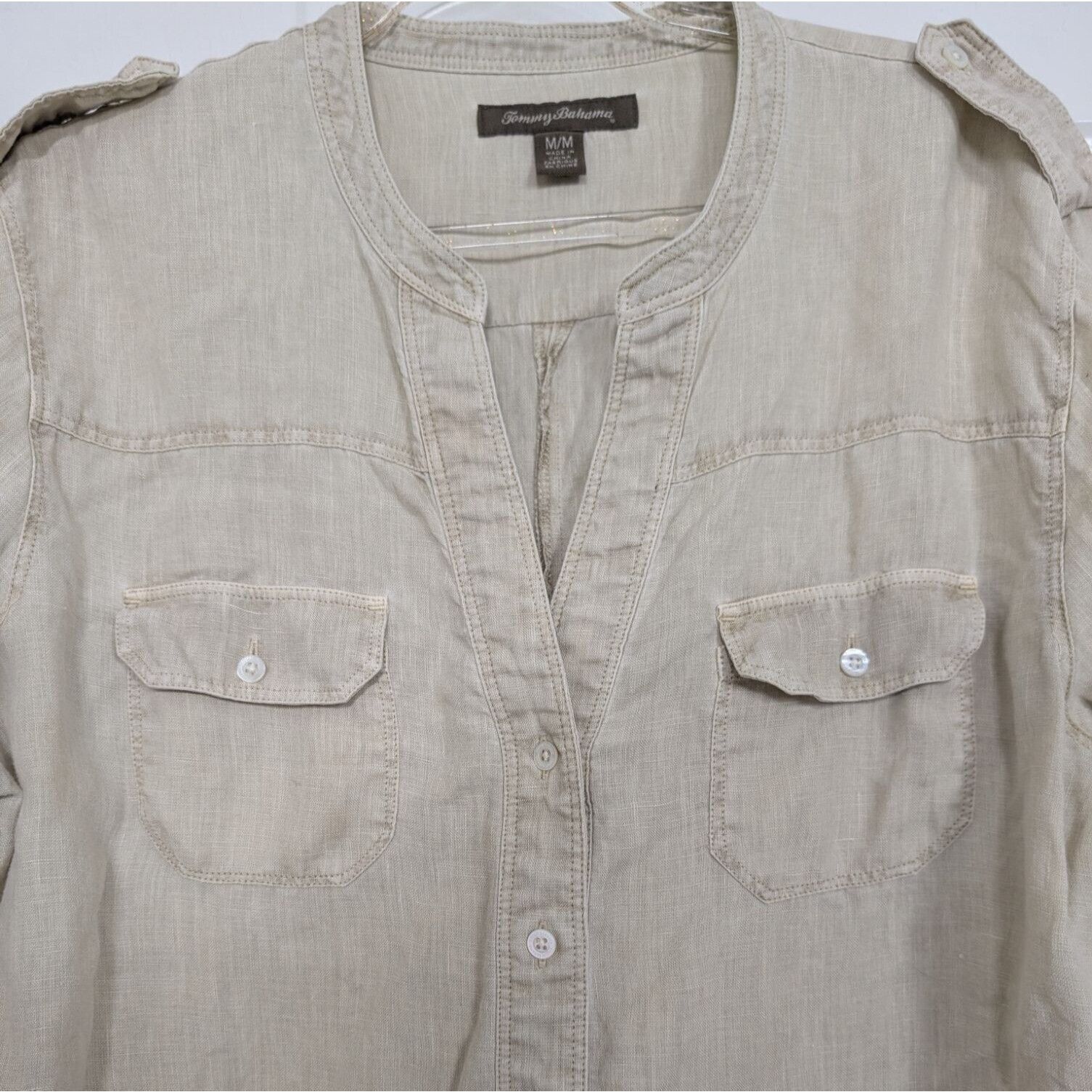 Tommy Bahama Tommy Bahama Linen Shirt Dress Womens Size Medium Beige Size M / US 6-8 / IT 42-44 - 2 Thumbnail