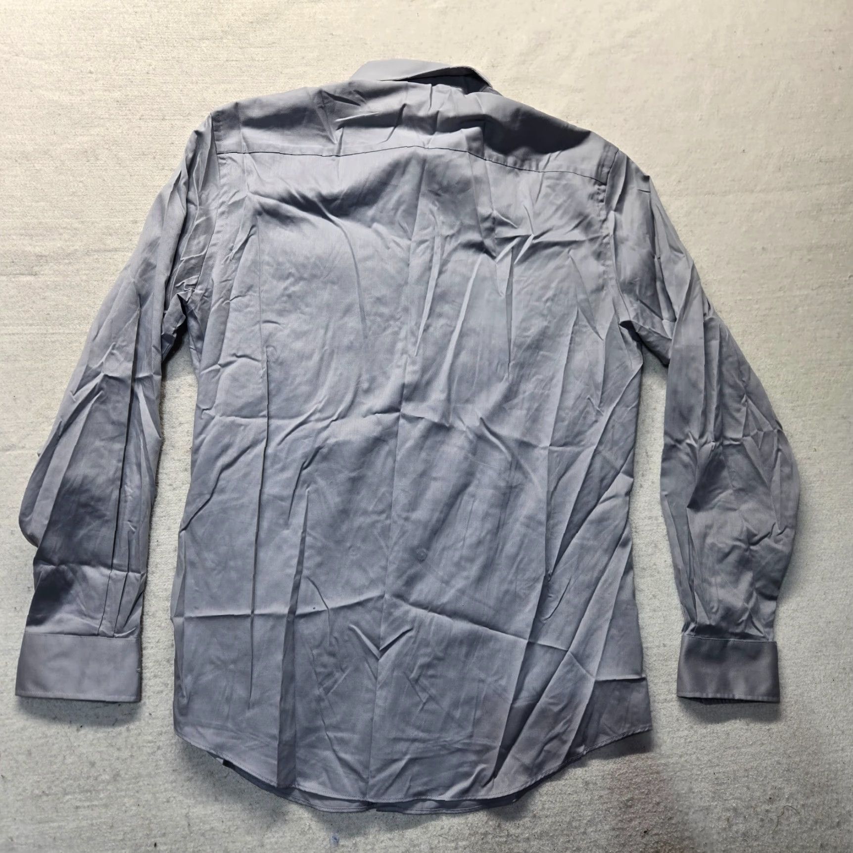 Van Heusen Van Heusen Flex Solid Gray Dress Shirt Slim Fit Stretch Adult 16 34/35 Men's Size 42R - 8 Thumbnail