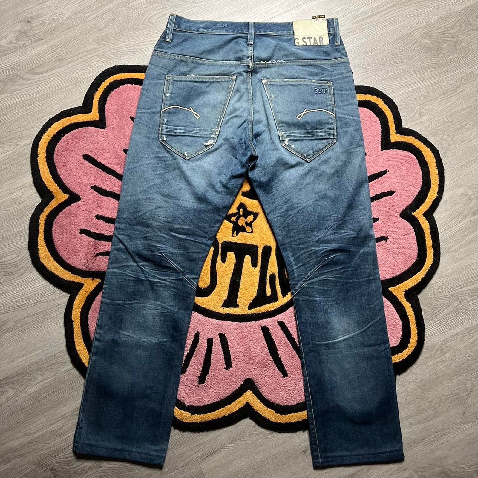 G-Star G-Star Raw Morris Tapered Distressed Stone Wash Jeans 33x30 Size US 33 - 7 Thumbnail