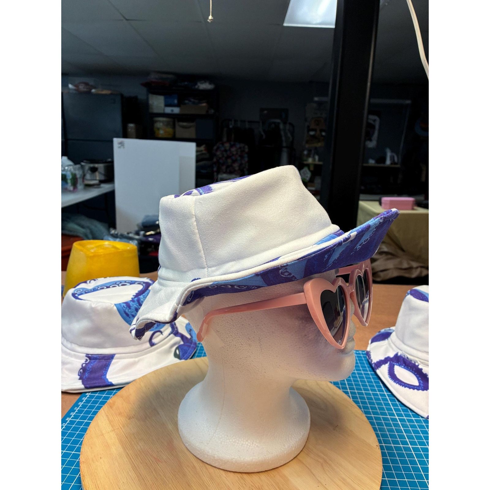 Other Upcycled Coastal Bucket Hat – Blue & White Octopus Print, Size ONE SIZE - 17 Thumbnail