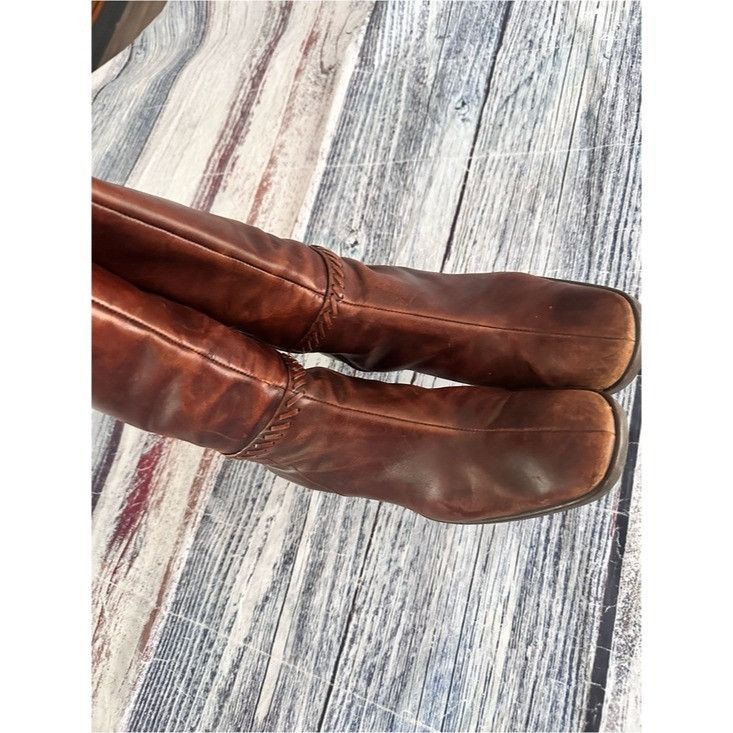 Other Vintage Caroline Biss Brown Leather Mid-Calf Boots Size US 10 / IT 40 - 4 Thumbnail
