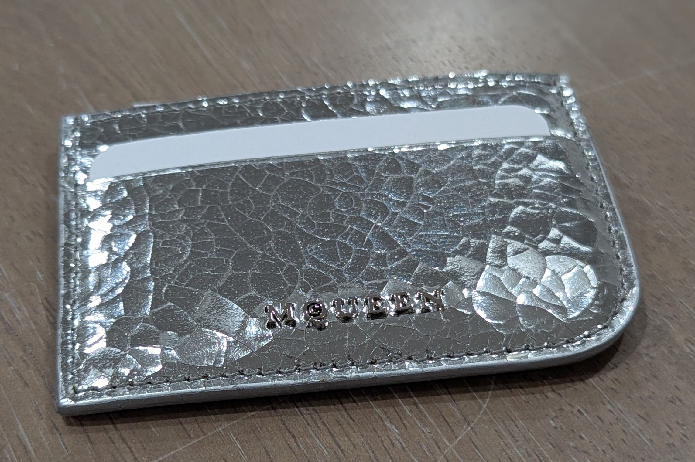 Alexander McQueen Alexander McQueen Logo Leather Card Case Card Holder Silver Size ONE SIZE - 1 Thumbnail