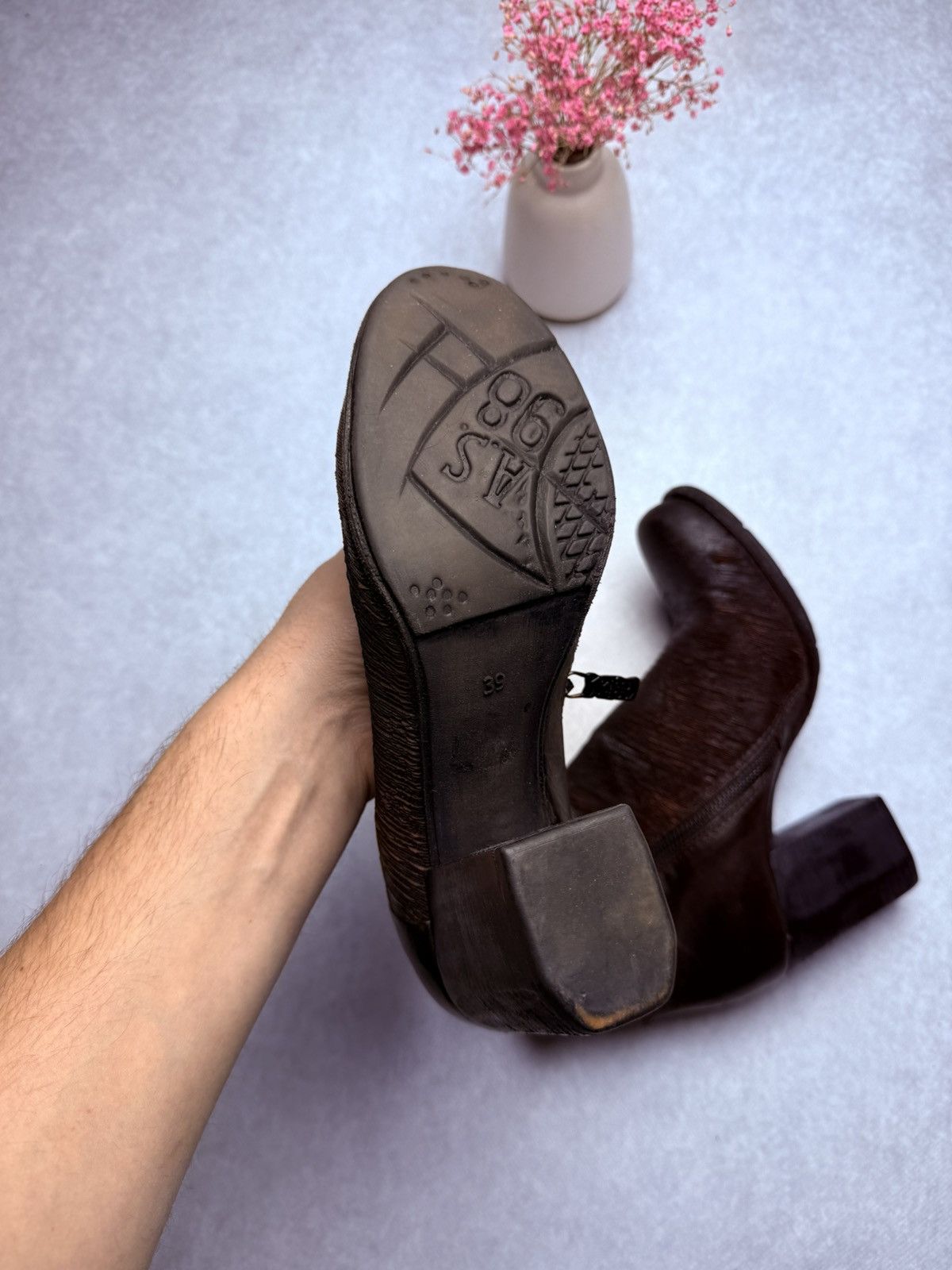 A.S.98 Airstep A.S. 98 leather brown zip boots block heels Size US 9 / IT 39 - 4 Thumbnail
