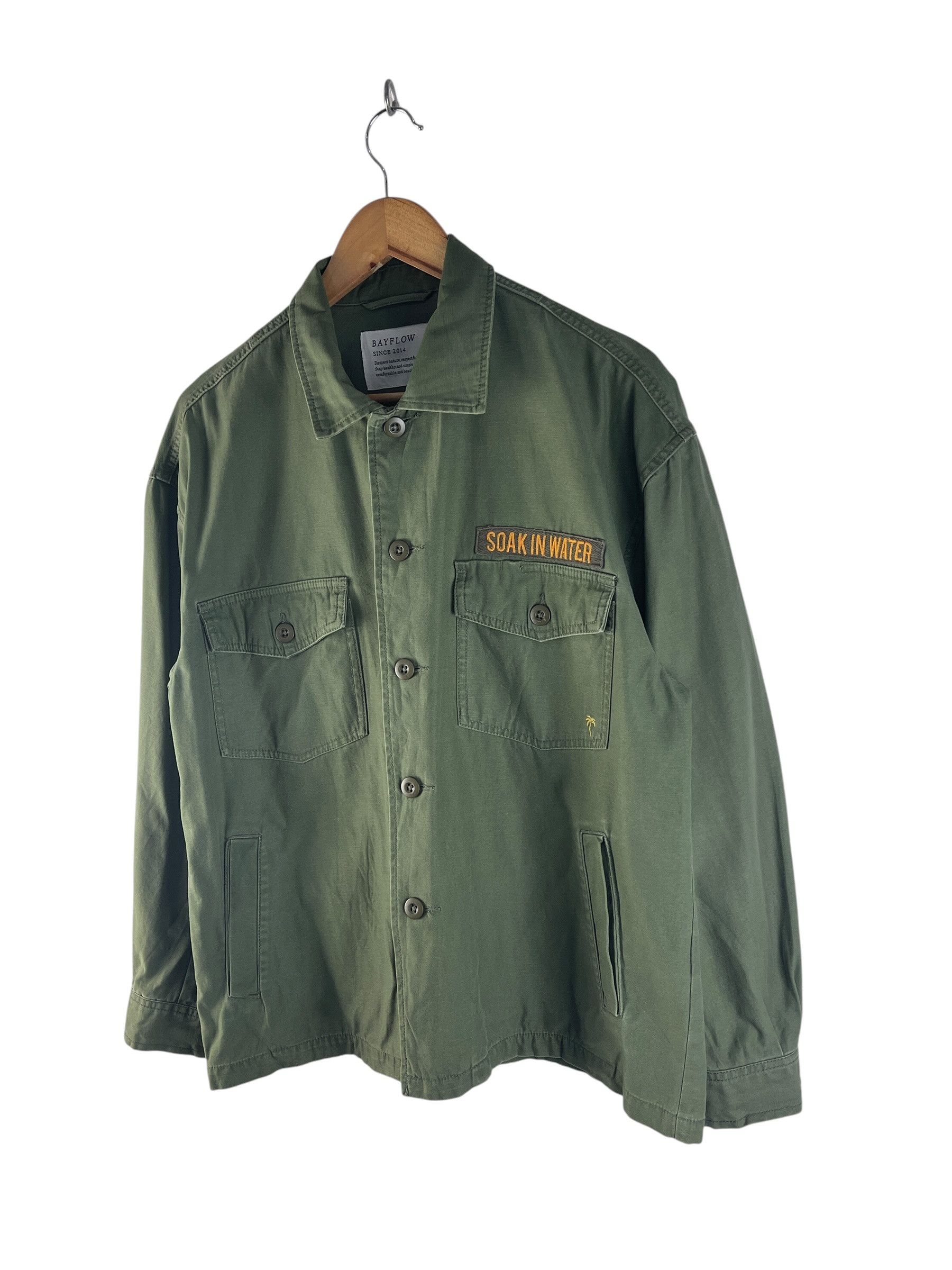 Japanese Brand BAYFLOW Military Utility Shirt Jacket Olive Green Soak In Size US L / EU 52-54 / 3 - 6 Thumbnail