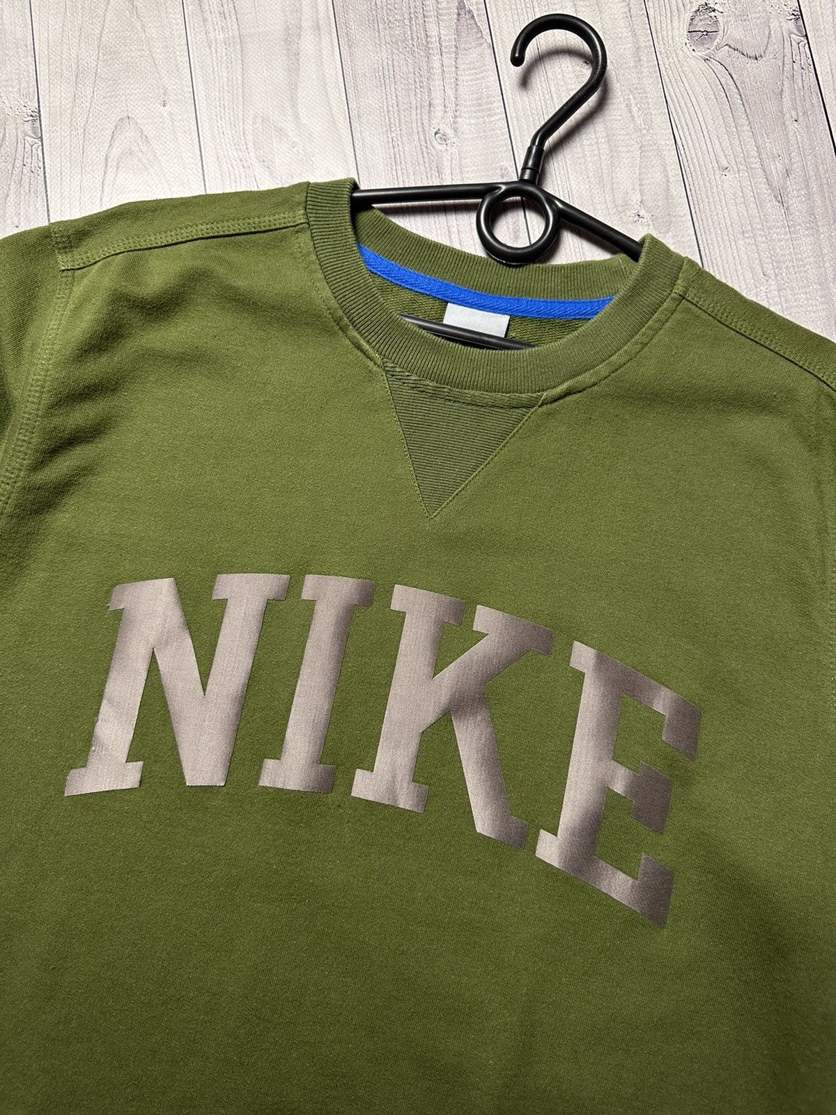 Nike × Vintage Vintage nike sweatshirt big logo olive green size M Size US M / EU 48-50 / 2 - 4 Thumbnail