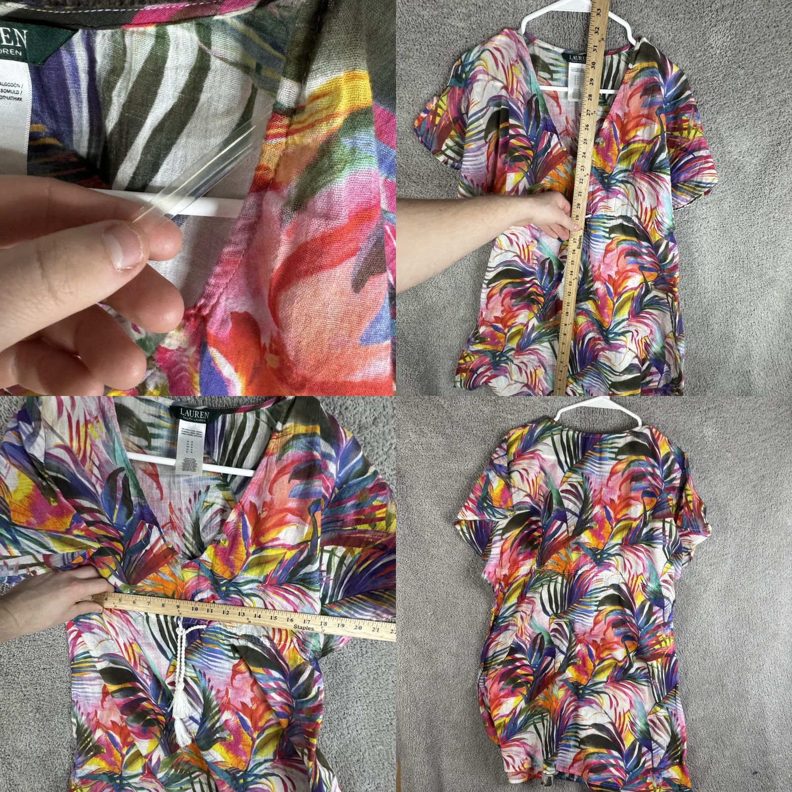 Ralph Lauren Lauren Ralph Lauren Cover Up Womens Medium Multicolor Tropical Cotton Tassel Size ONE SIZE - 8 Thumbnail