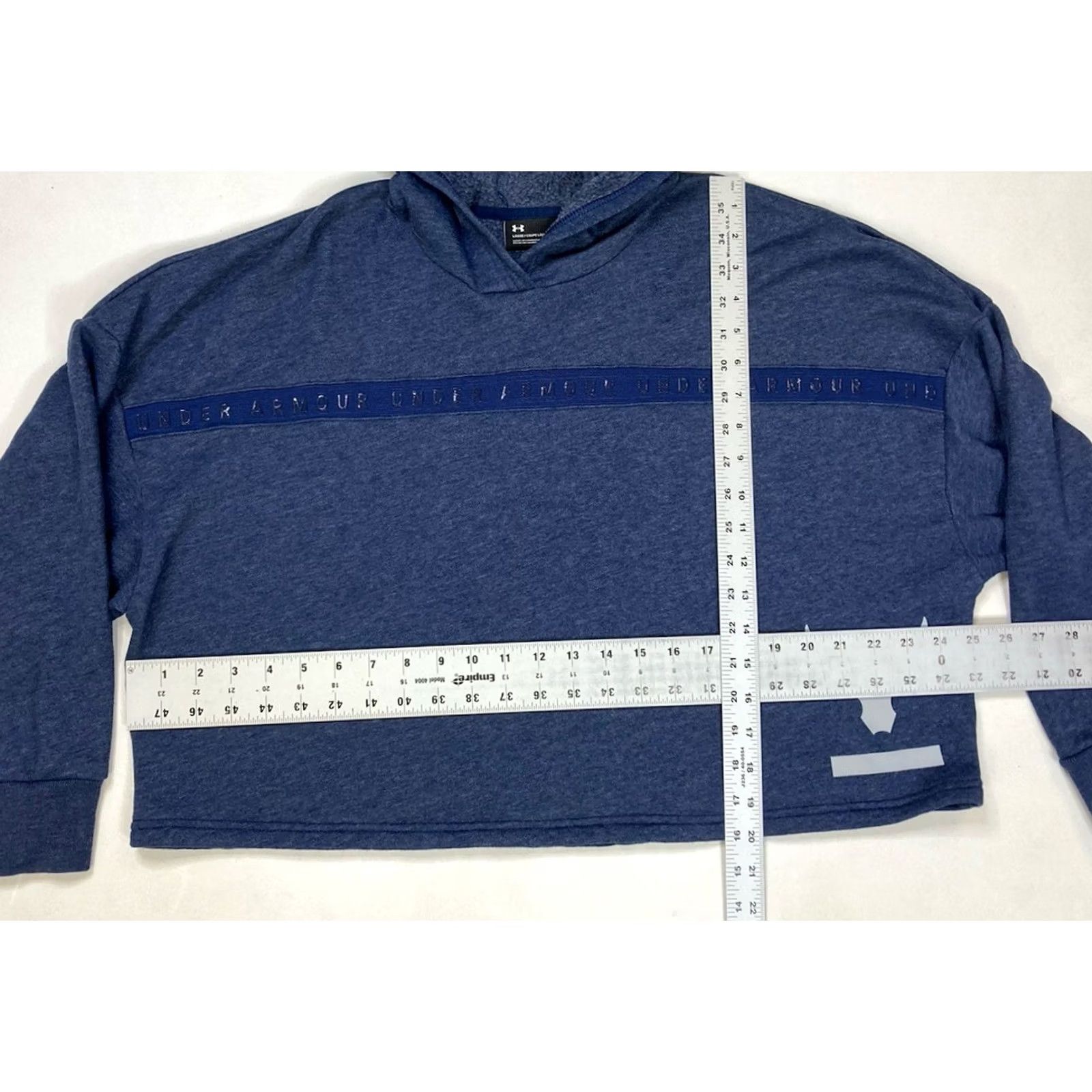 Under Armour Under Armour Project Rock Taped Fleece Pullover Hoodie Women Medium Blue 1346014 Size M / US 6-8 / IT 42-44 - 7 Thumbnail
