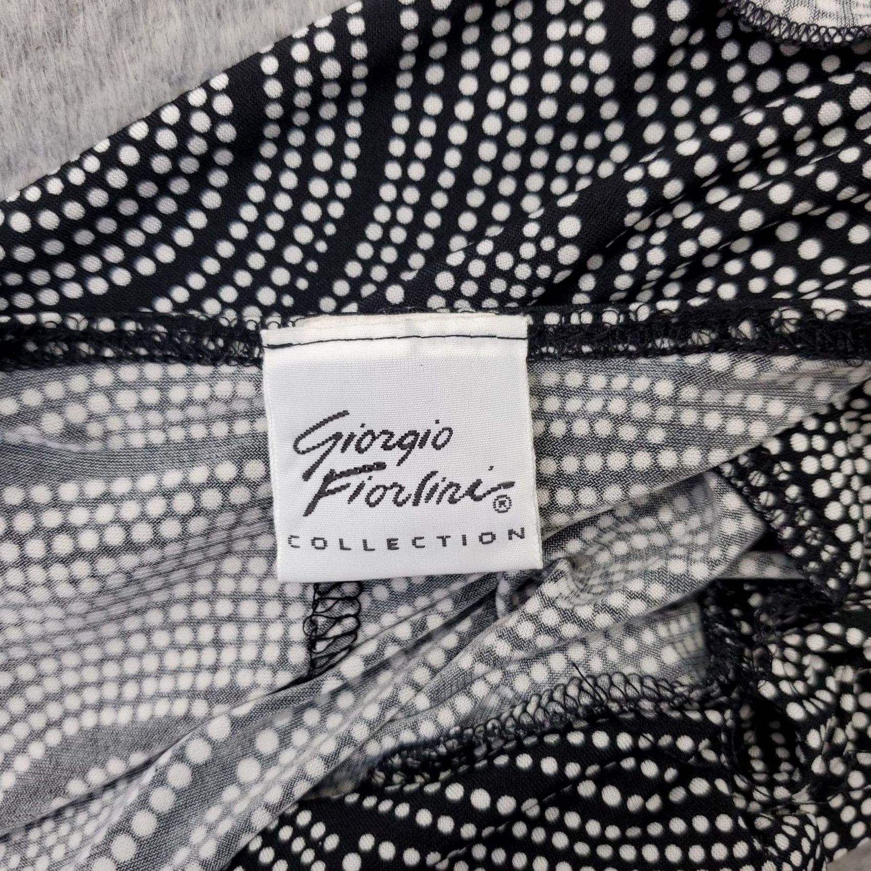 Vintage Giorgio Fiorlini Women XL Black Polka Dot Stretch Sheath Dress V-Neck Tie Back Size XL / US 12-14 / IT 48-50 - 6 Thumbnail