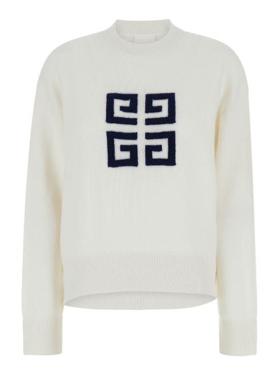 ジャケット GIVENCHY Woman Jacket White BW00PM4ZMR 131 4G varsity jacket in wool in - white/navy | Givenchy GB
