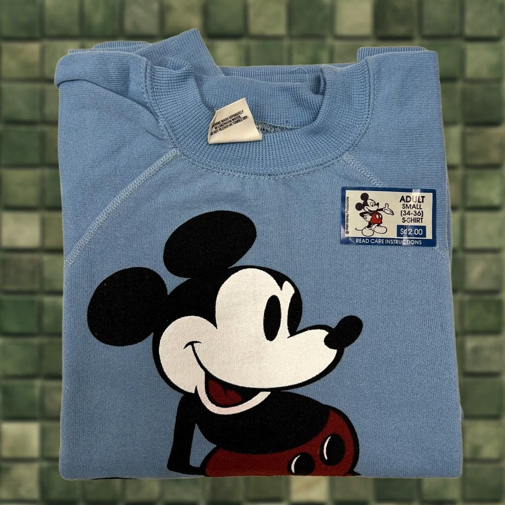 Disney VINTAGE Disney Sweatshirt Unisex Adults Small Light Blue Raglan Mickey Mouse 80s Graphic Print Crew Neck Pullover Size US S / EU 44-46 / 1 - 1 Thumbnail