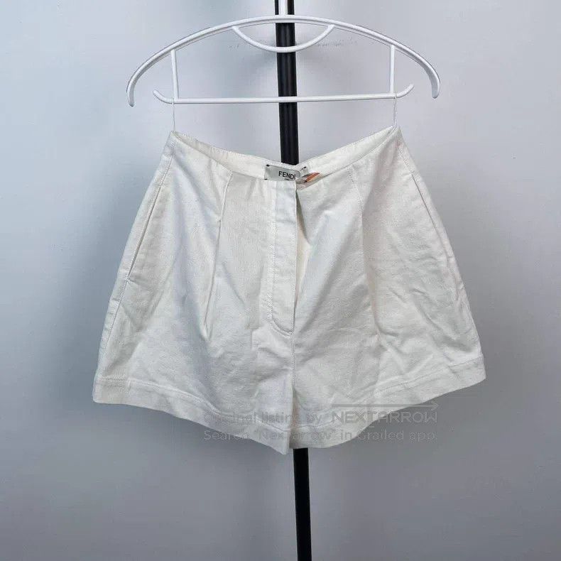Fendi White Back Embossed Logo Shorts