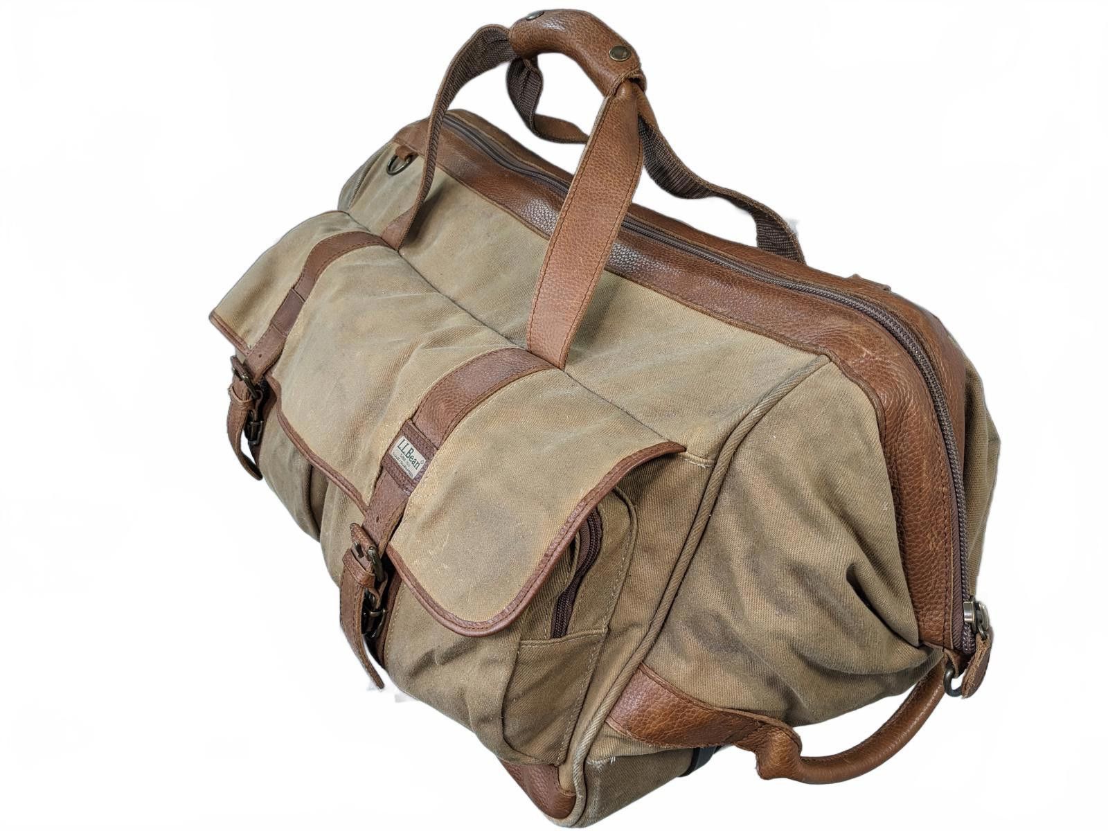 L.L. Bean L.L.Bean Rolling Duffel Bag Brown Canvas 1990 Carry-on China Size ONE SIZE - 2 Thumbnail