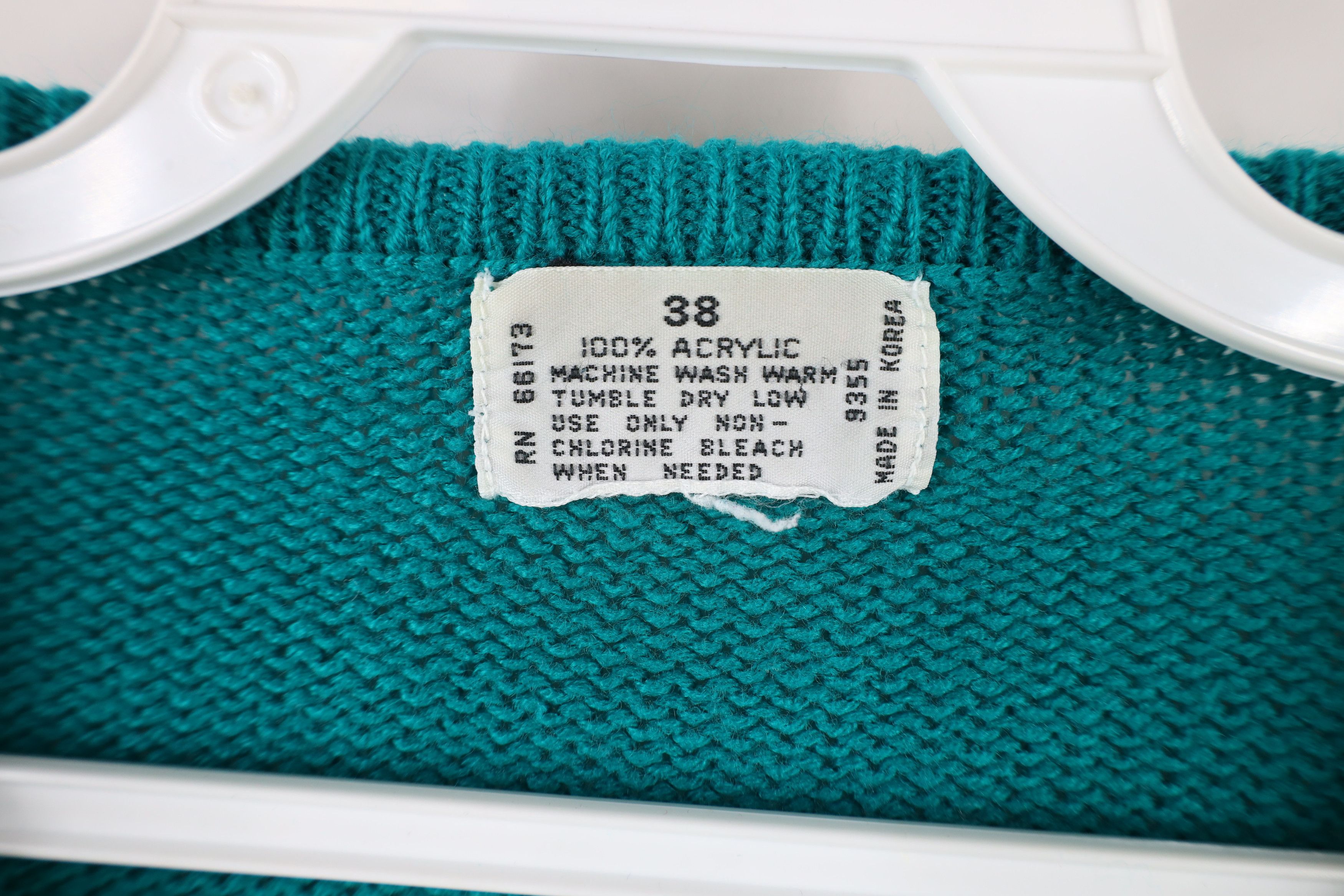 Vintage Vintage 70s Streetwear Cable Knit Front Bib Sweater Teal Size XS / US 0-2 / IT 36-38 - 7 Thumbnail