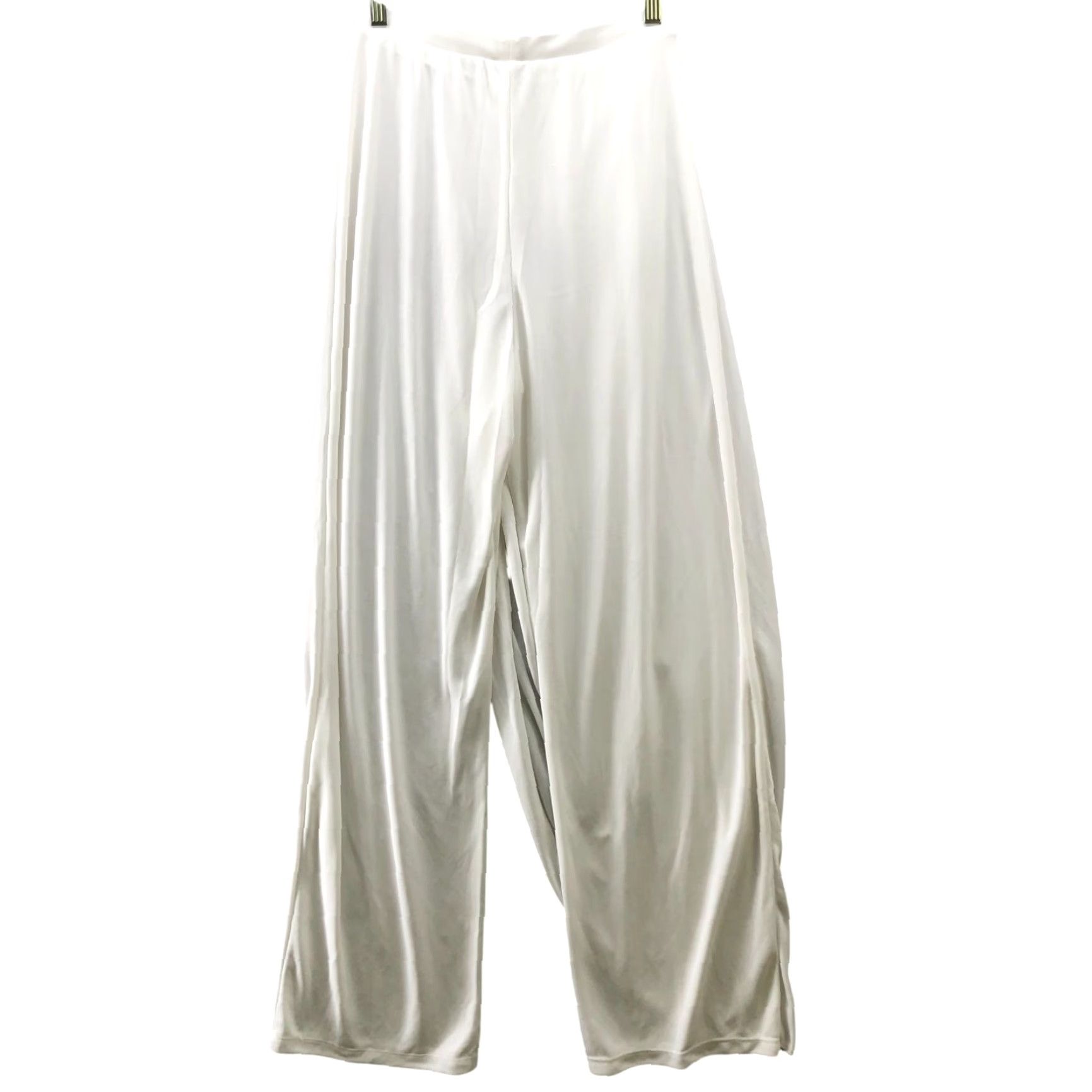 Zara Zara High Waisted Drape Front Pants Womens S White Wide Leg Pull On Stretchy Size 28" / US 6 / IT 42 - 2 Thumbnail