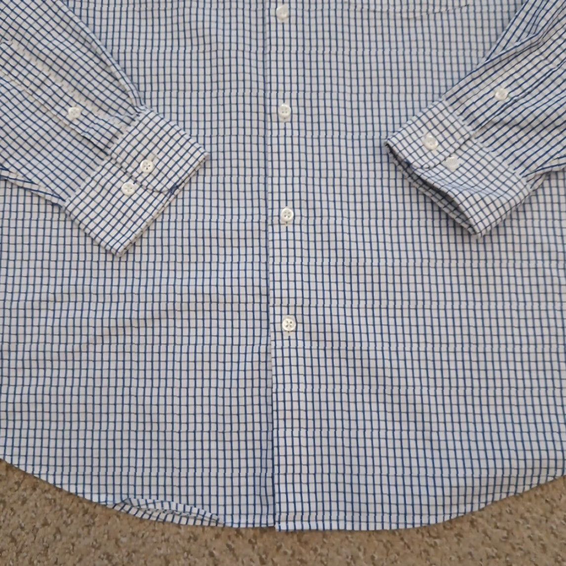 Haggar Haggar Shirt Mens 16.5 Blue Plaid Long Sleeve Button Up Cotton Blend Size US XL / EU 56 / 4 - 4 Thumbnail