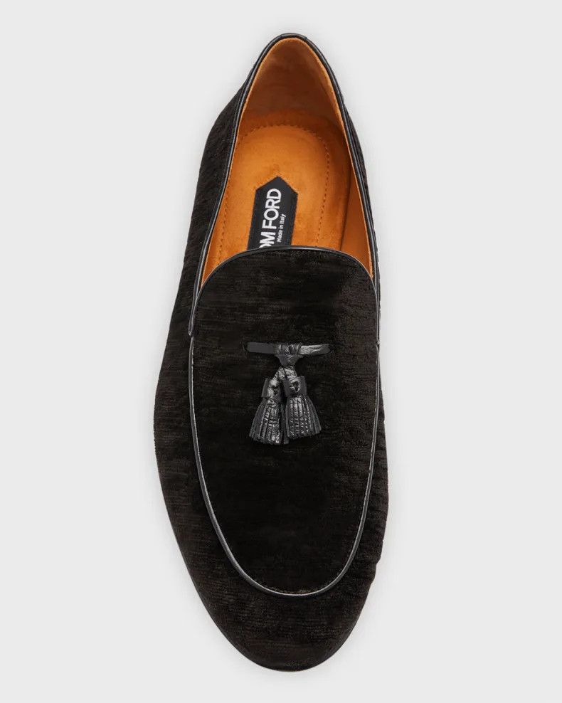 Tom Ford o1loc1c0824 Velvet Tassel Loafers in Black Size US 11 / EU 44 - 5 Thumbnail