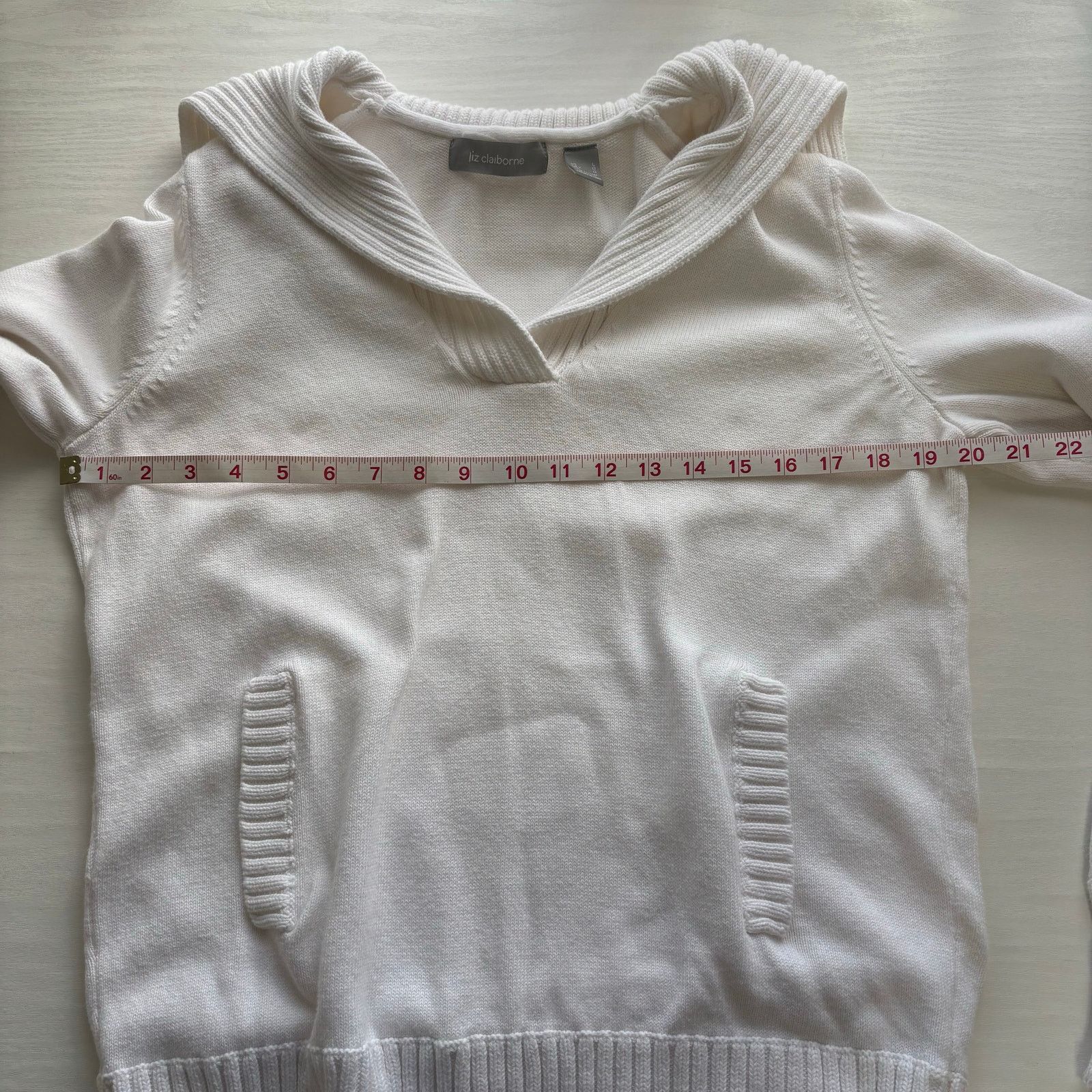 Other Liz Claiborne White Shawl-Collar Pullover Sweater Size Large Size L / US 10 / IT 46 - 4 Thumbnail