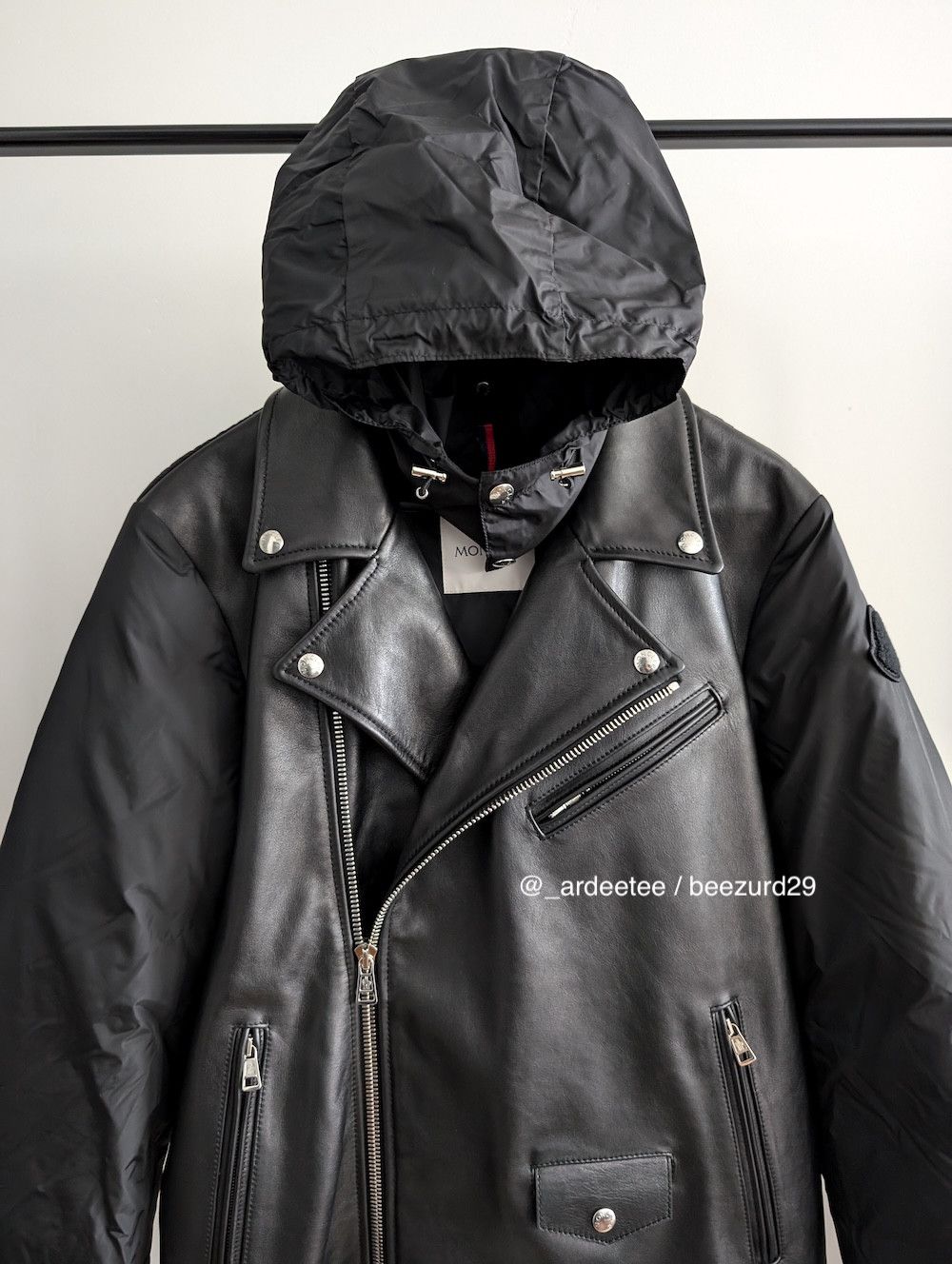 Moncler *NEW* $6K LEATHER/DOWN PAVOT BIKER PUFFER JACKET Size US M / EU 48-50 / 2 - 12 Thumbnail