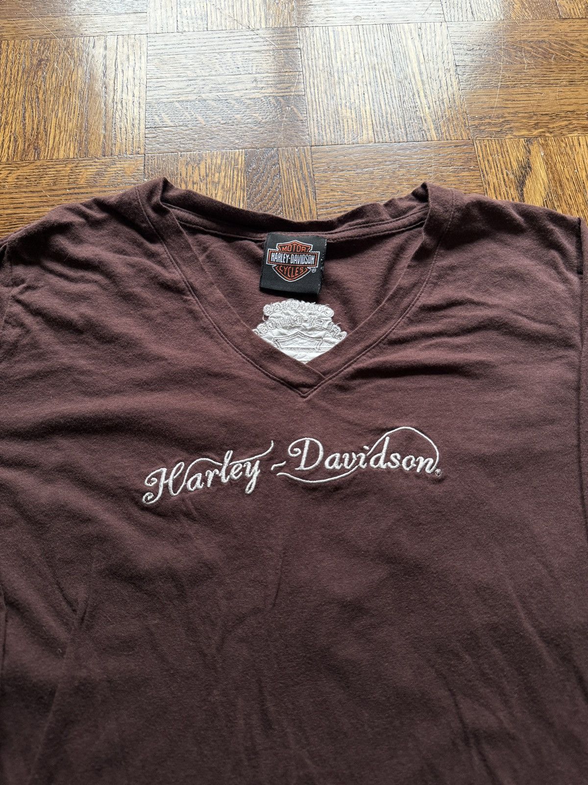 Harley Davidson Vintage Y2K Harley Davidson Embroidered Script Tee Size L / US 10 / IT 46 - 2 Thumbnail