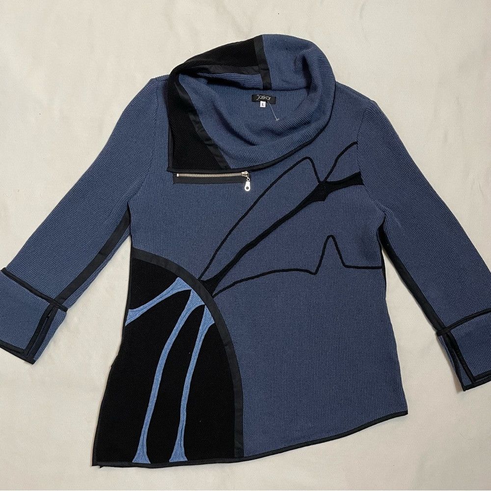 Other New Jaskar Sweater Blue Black Cotton Blend European Sweater Size L / US 10 / IT 46 - 6 Thumbnail