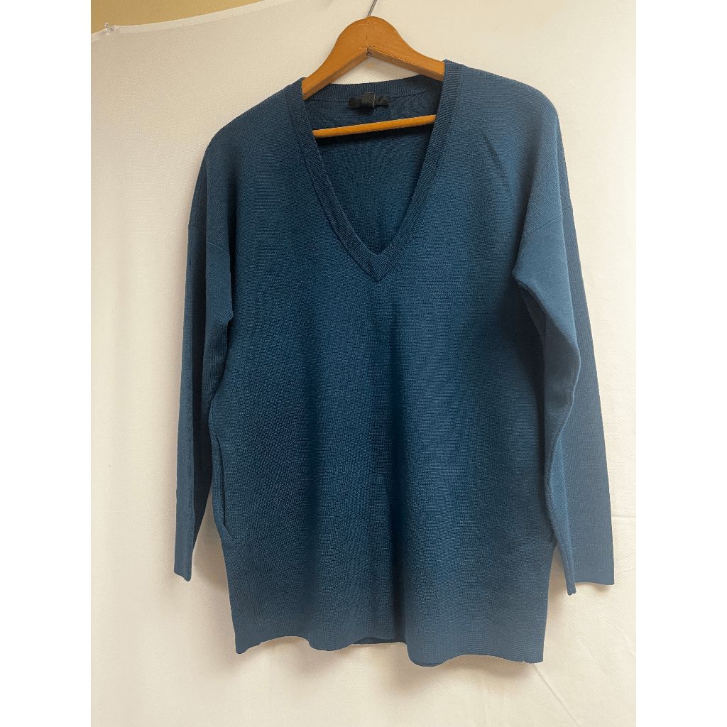 J.Crew J.Crew Womens Tunic Deep v-neck Knitted Sweater Navy Blue Si Size XS / US 0-2 / IT 36-38 - 2 Thumbnail