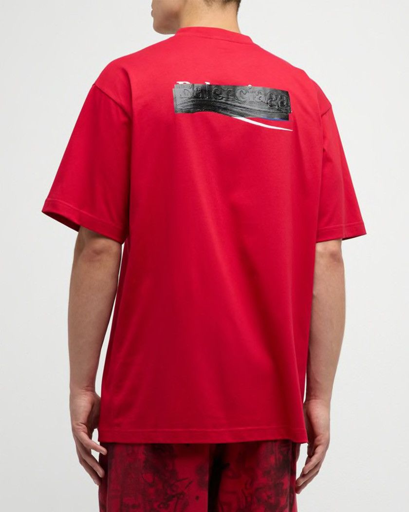 image of Balenciaga NWT Taped Campaign Logo Tee in Red, Men's (Size Small)