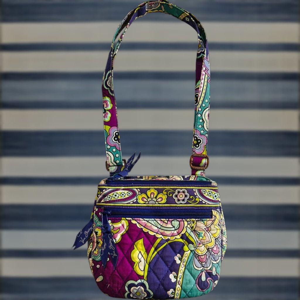 Vera Bradley Vera Bradley Crossbody Saddle Purse Purple Heather Paisley Bag Size ONE SIZE - 1 Thumbnail